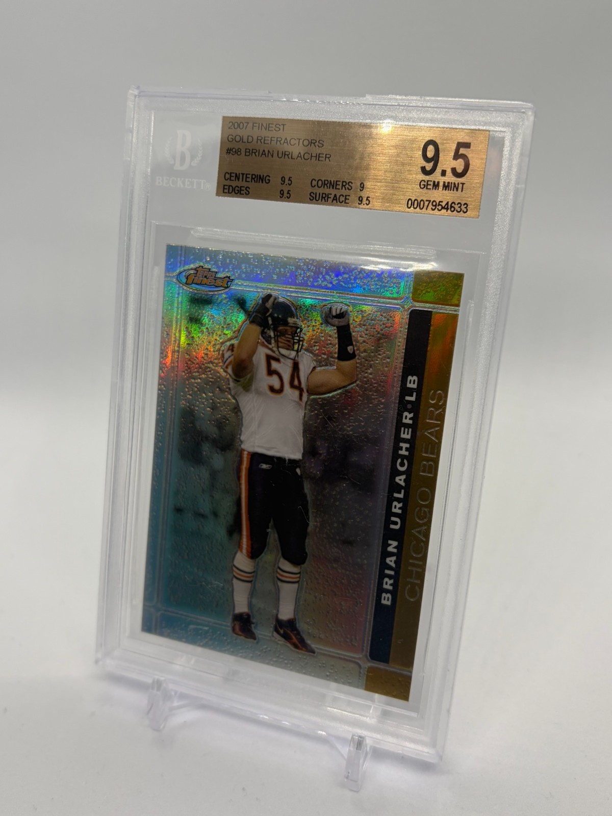 2007 Finest Gold Refractor 04/50 Brian Urlacher #98 BGS 9.5 GEM Bears HOF 2007 Finest Gold Refractor 04/50 Brian Urlacher #98 BGS 9.5 GEM Bears HOF
