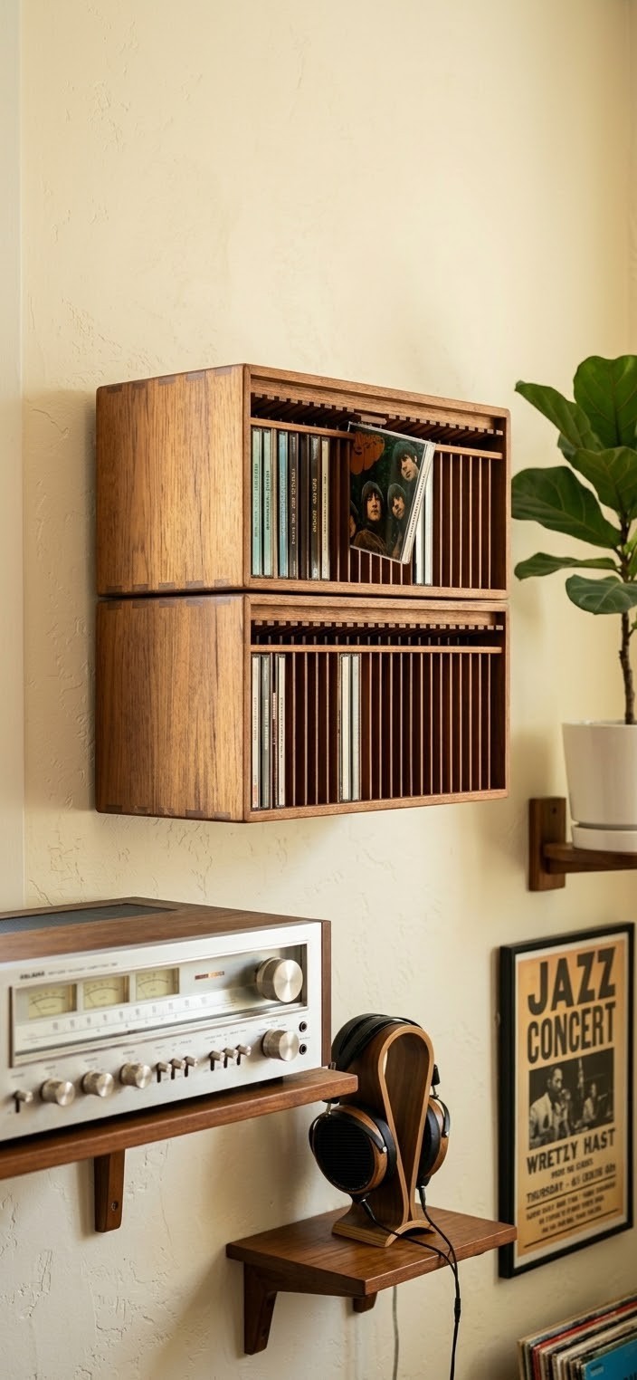 2x Of Rare VTG Kalmar Designs Teak CD Storage Racks  SpringEject Buttons 60 Slut