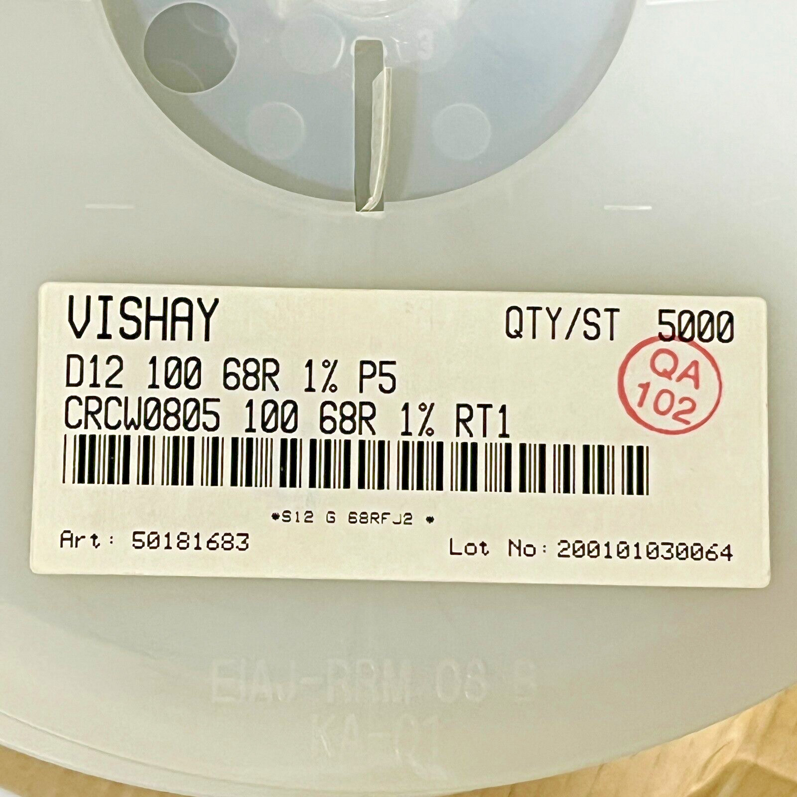VISHAY 68 Ohms ± 1% 0.125W, 1/8W 0805 Surface Mount Resistors - 1000 or 5000 PCS VISHAY 68 Ohms ± 1% 0.125W, 1/8W 0805 Surface Mount Resistors - 1000 or 5000 PCS