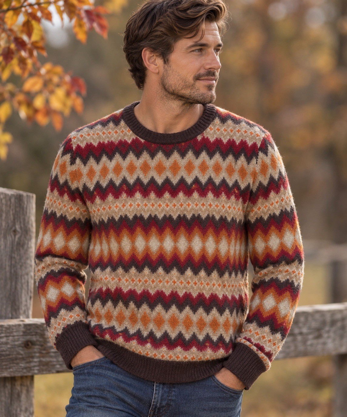 Bonobos Men’s Small Wool Fair Isle Sweater Nordic Geometric Crewneck