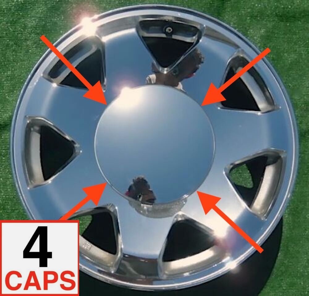 4 Chrome No Logo Center Caps Plain Smooth fit OEM Cadillac Escalade 17 in Wheels