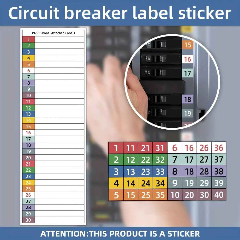 4 Set-8 pcs/set New Circuit Breaker Sticker Weatherproof Circuit Breaker Labels