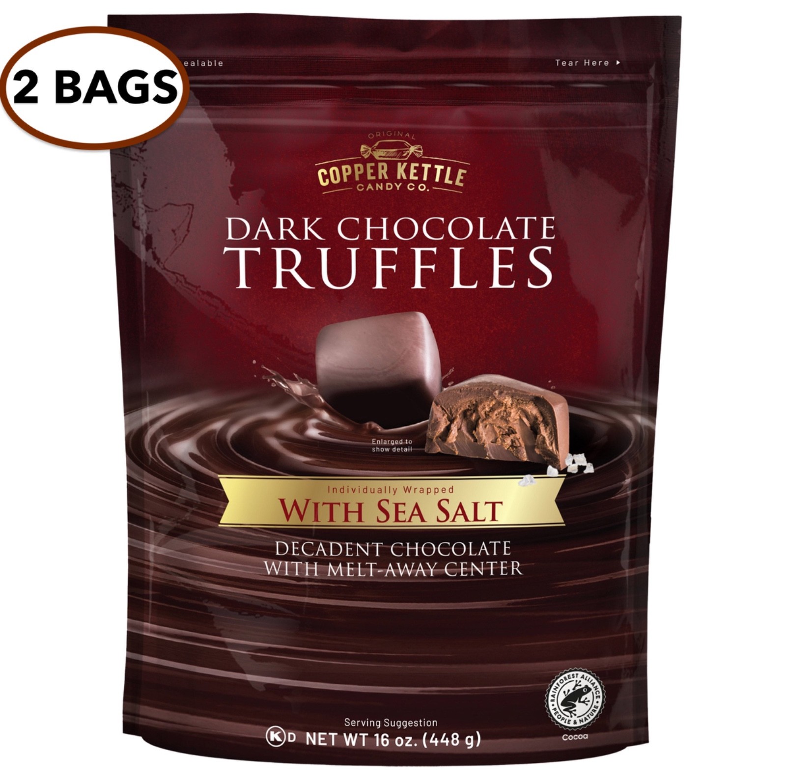 2 PK. Copper Kettle Dark Chocolate Truffles With Sea Salt 16 oz Ea.