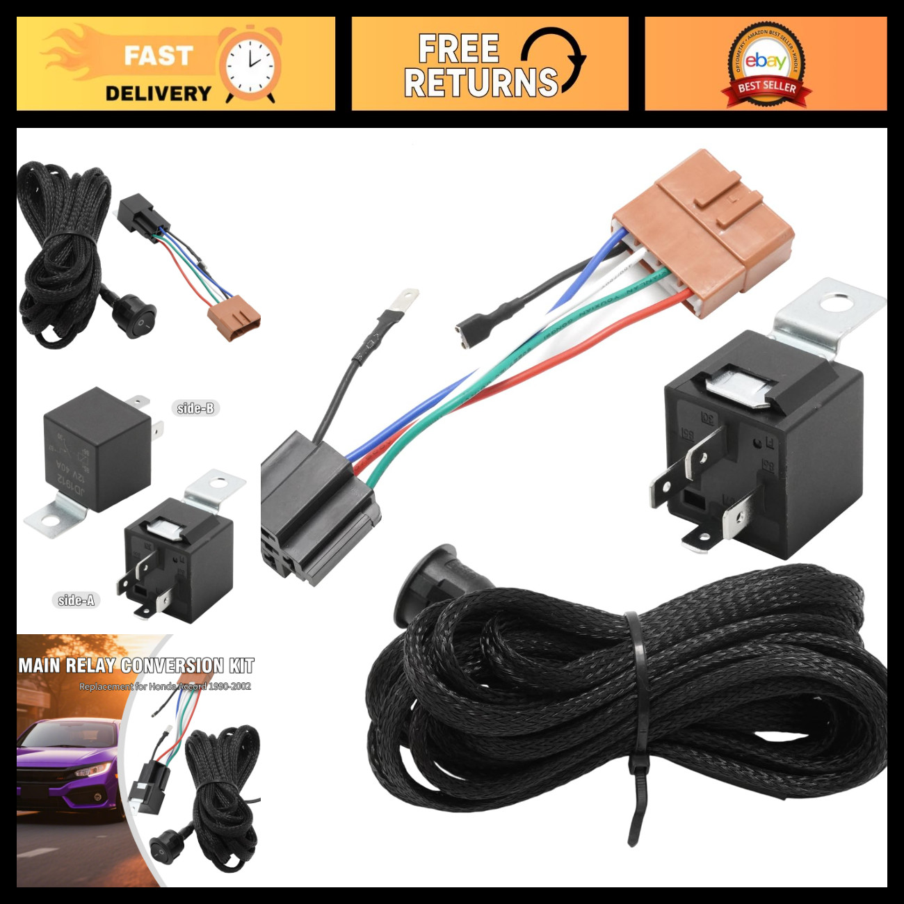 Main Relay Conversion Kit with Kill Switch for Honda Civic CR-V Accord Acura 199 Main Relay Conversion Kit with Kill Switch for Honda Civic CR-V Accord Acura 199