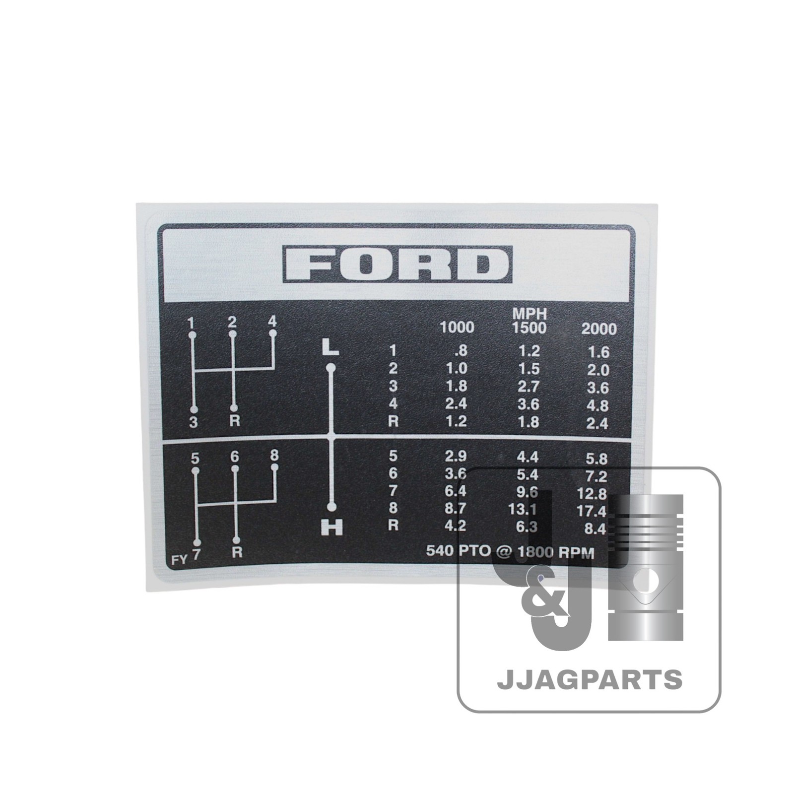 Transmission Shift Pattern Decal fits 1965-1985 Ford Industrial Tractor |