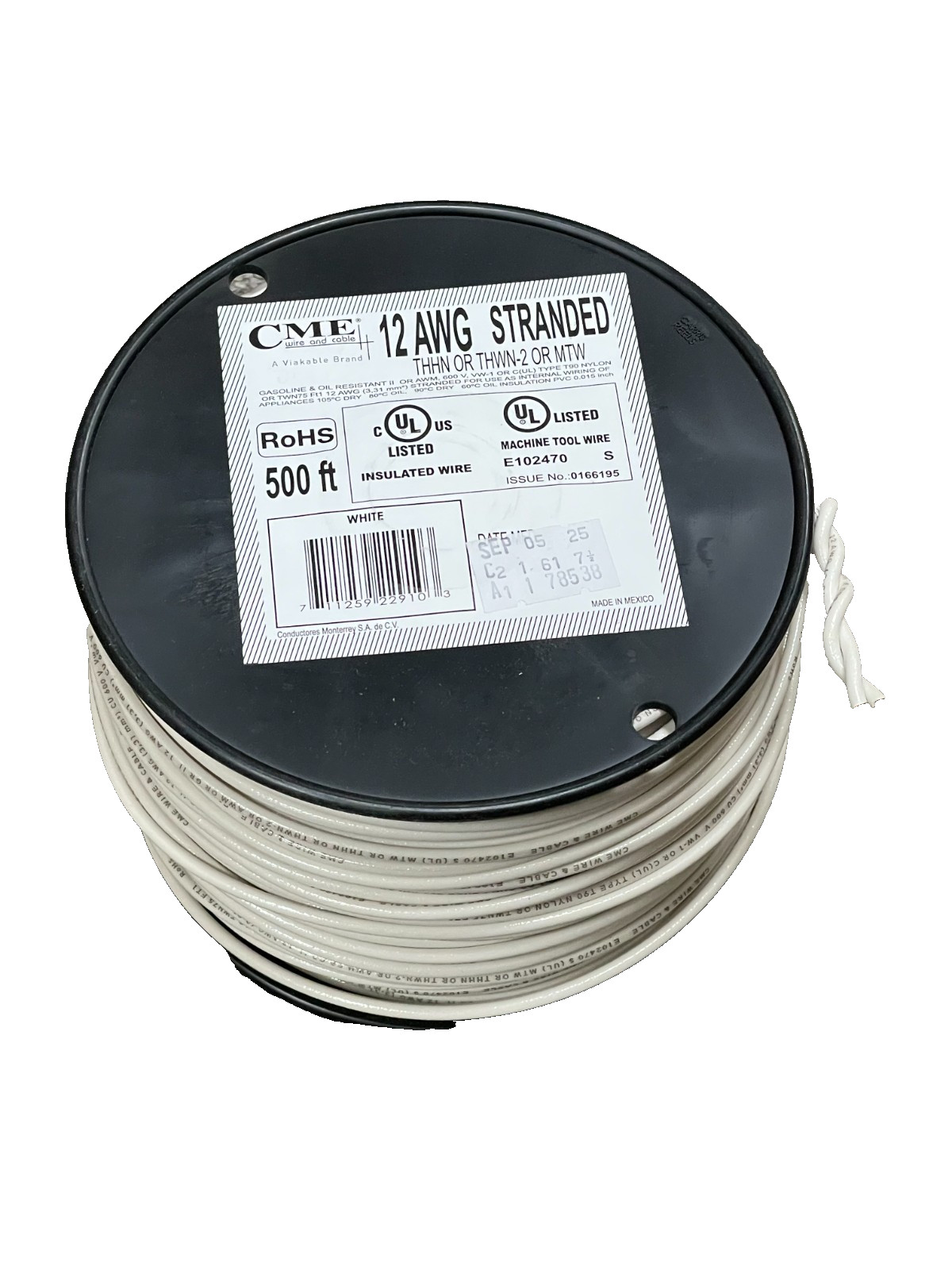 500 ft. 12 AWG WHITE Stranded 12 Gauge 12 AWG THHN Wire