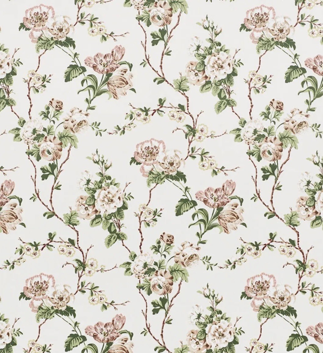 Schumacher Curtain Fabric 'BETTY CHINTZ' 3.8 METRES QUIET PINK Cotton Chintz