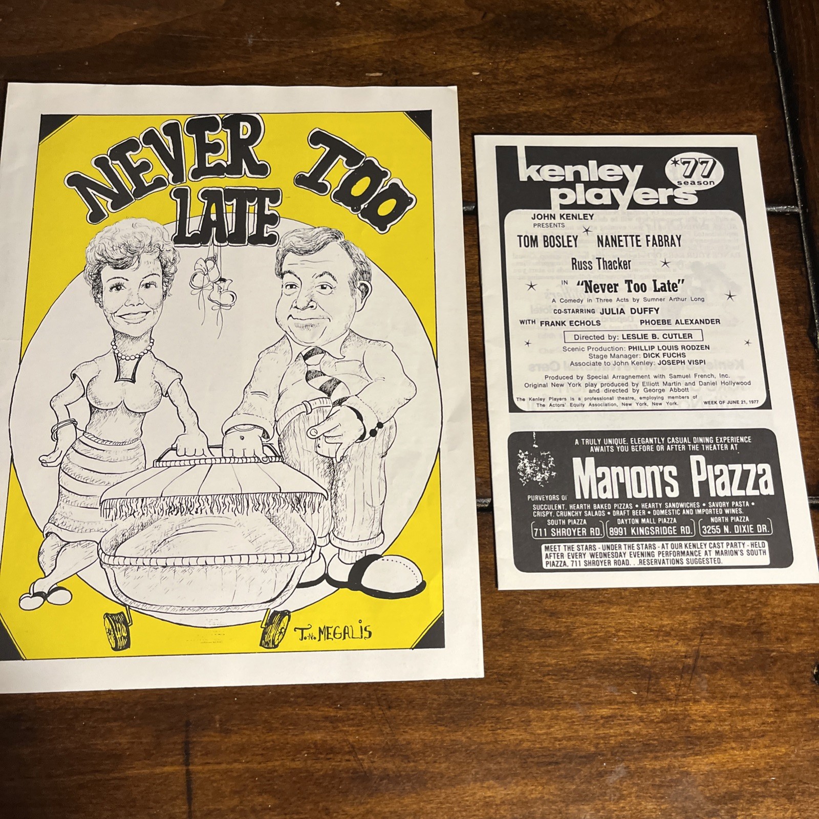 1977 Kenley Players Never Too Late Cast Program Starring Tom Bosley Vintage Rare 1977 Kenley Players Never Too Late Cast Program Starring Tom Bosley Vintage Rare