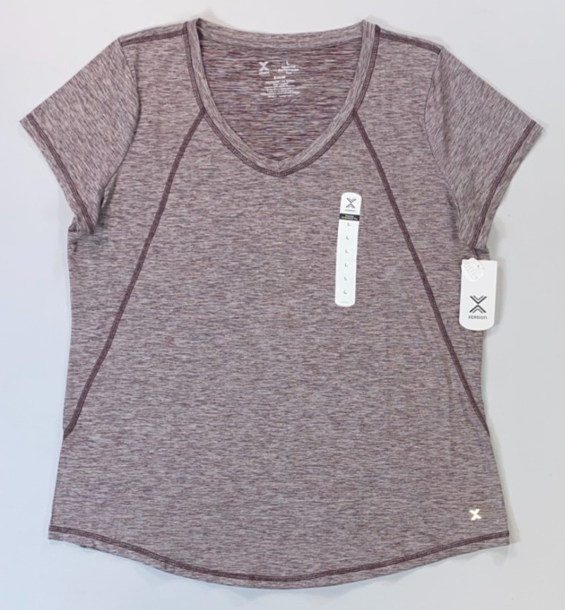 NEW Women\'s Xersion Anti Odor UPF 50 Quick Dri Performance V-Neck EVERAIR Shirt