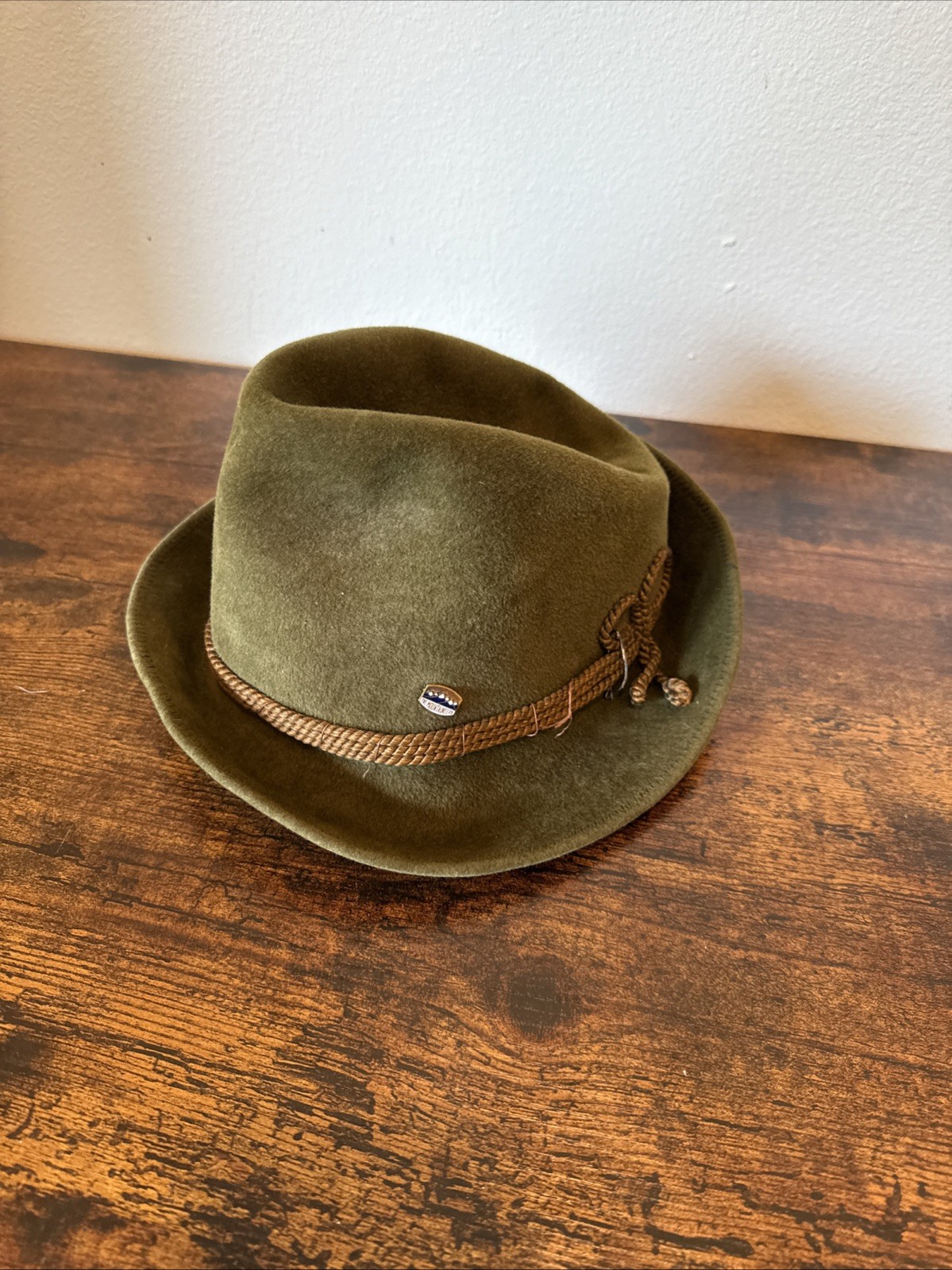 Fein-Kaller All Sport Hat Vintage Swiss Olive Green Velour Alpine Bavarian Hat
