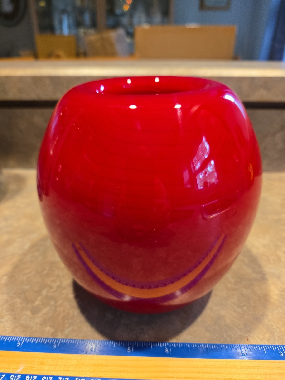 Vintage Michael Nourot Signed Studio Art Glass Vase Red Signed Vintage Michael Nourot Signed Studio Art Glass Vase Red Signed
