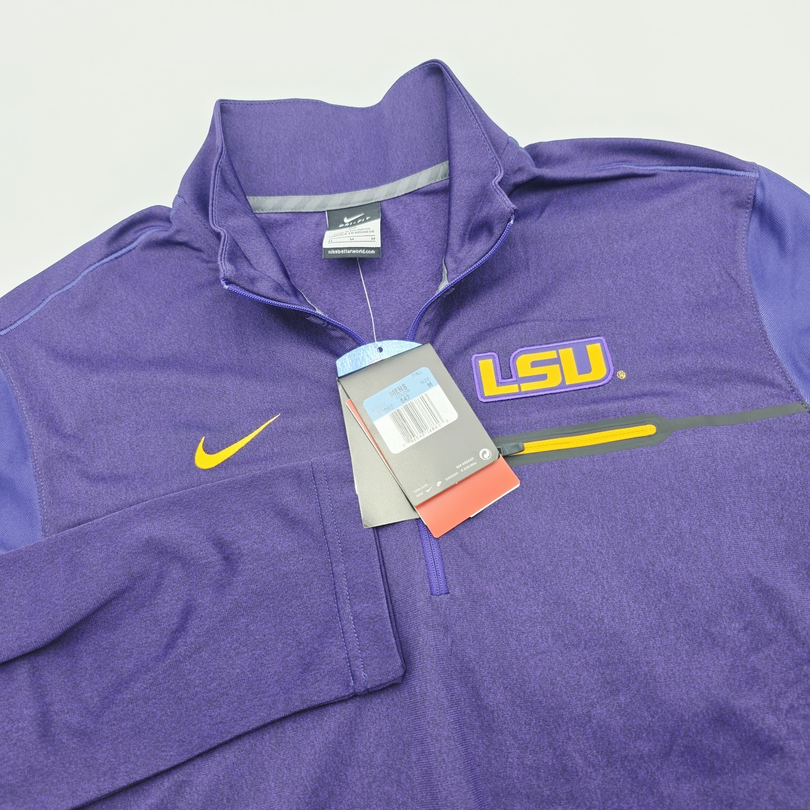 LSU Tigers Nike 1/4 Zip Pullover Men\'s Medium Purple Football Long Sleeve 814207