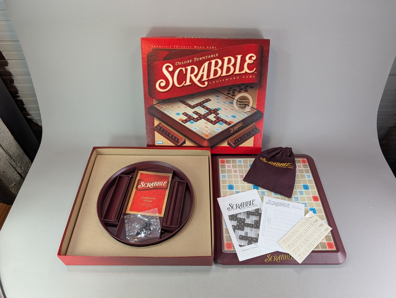 Scrabble Deluxe Turntable Crossword Game Parker Bros 2001 Vintage Scrabble Deluxe Turntable Crossword Game Parker Bros 2001 Vintage