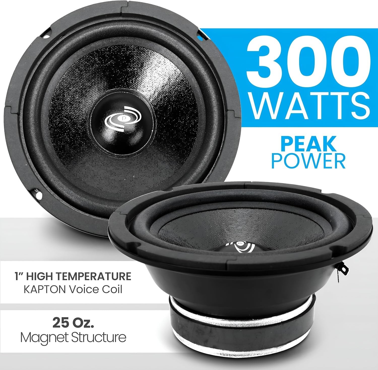 Pyle 6.5 Inch Car Audio Midrange Speaker 300W 8 Ohm 93dB Paper Cone PDMR6 Pyle 6.5 Inch Car Audio Midrange Speaker 300W 8 Ohm 93dB Paper Cone PDMR6