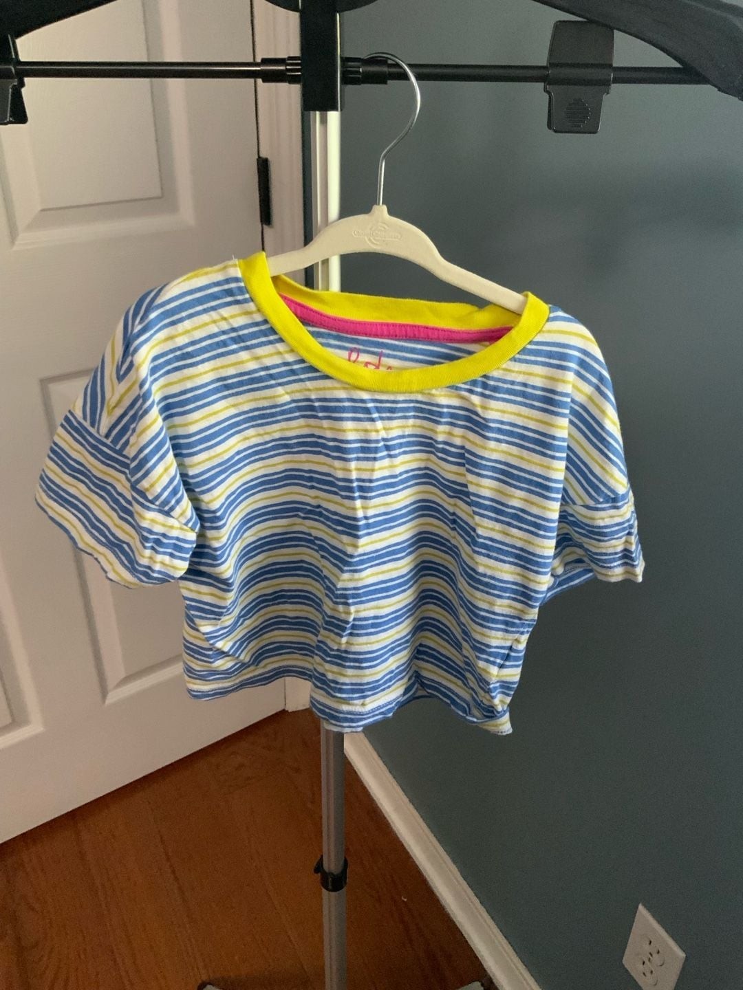Boden Striped T-Shirt Size 4-5Y Blue Yellow Cotton