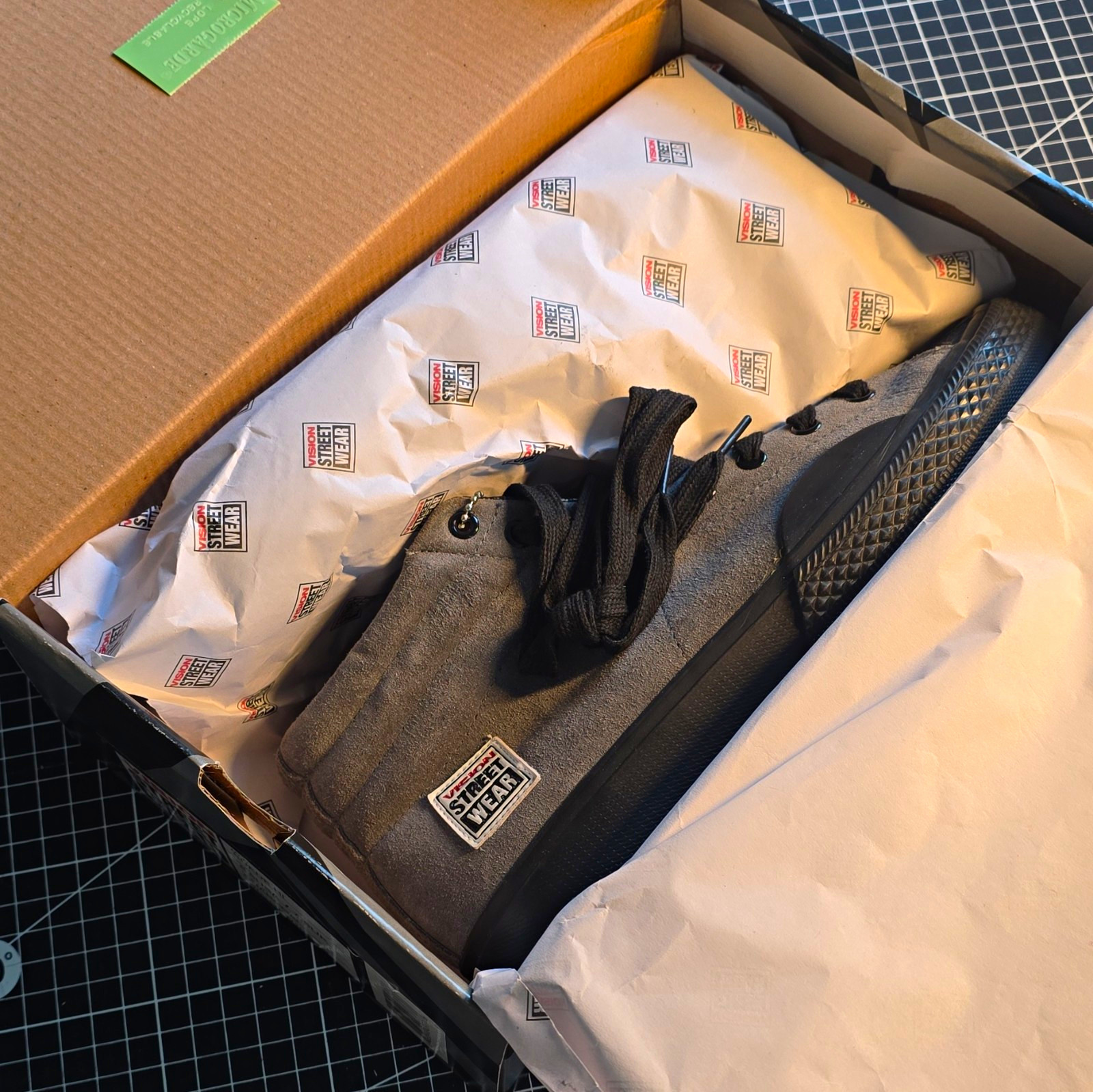 Vision Street Wear Suede Hi Charcoal Suede Mid Top Lace Up Skate Sneaker