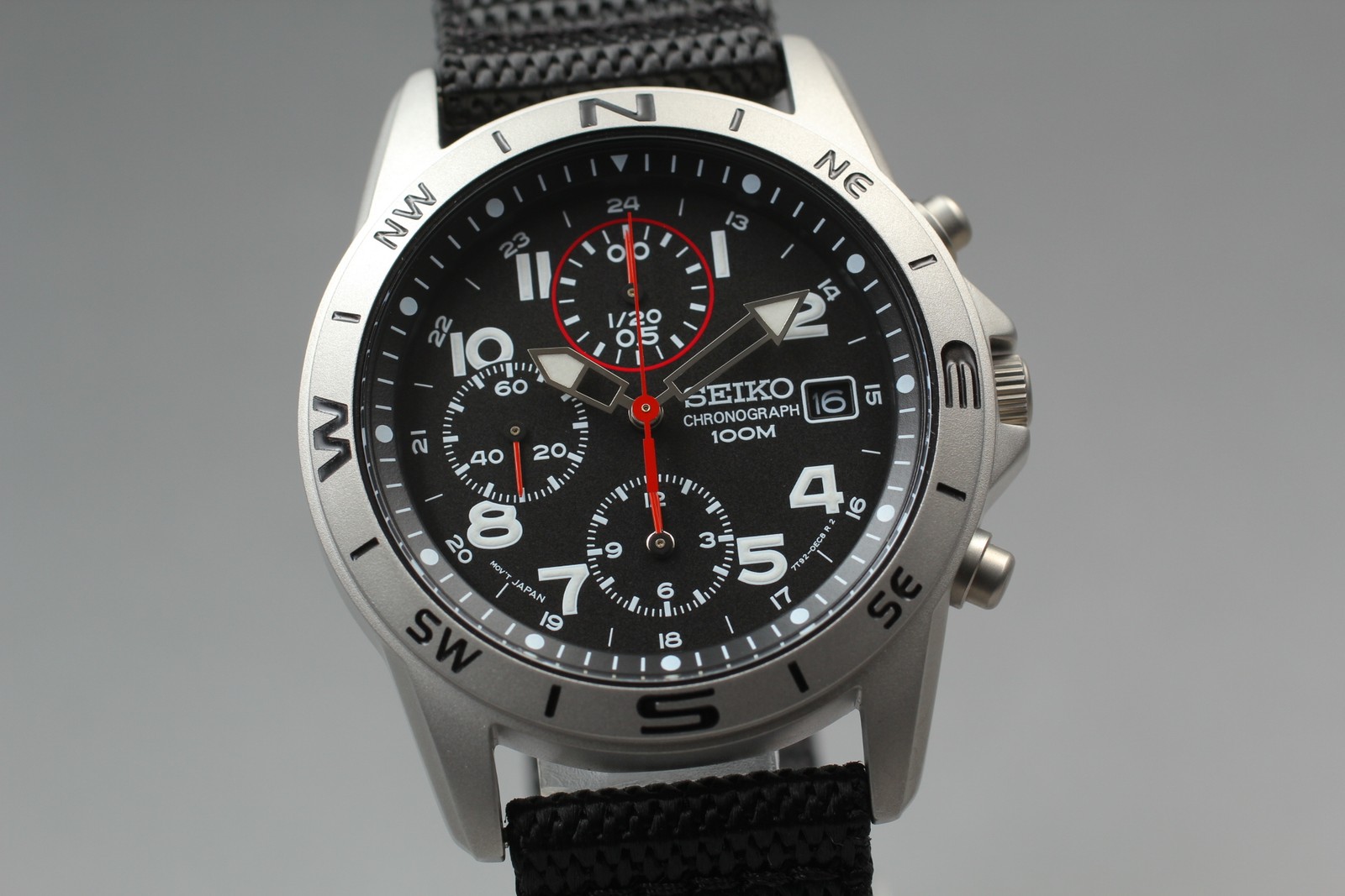 [Near MINT] Seiko 7T92-0DX0 Chronograph Military Black Men\'s Watch From JAPAN