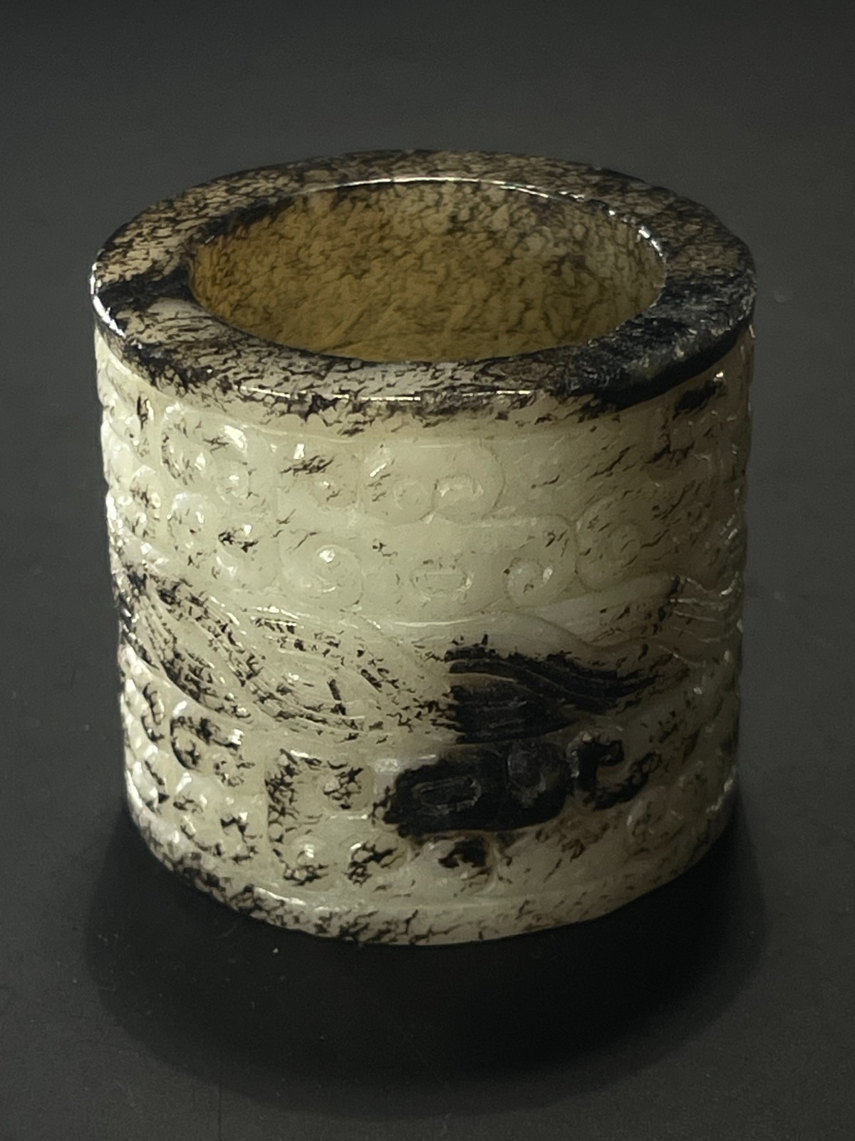 age-old China antique  Han Dynasty Grain Pattern Jade Ferrule