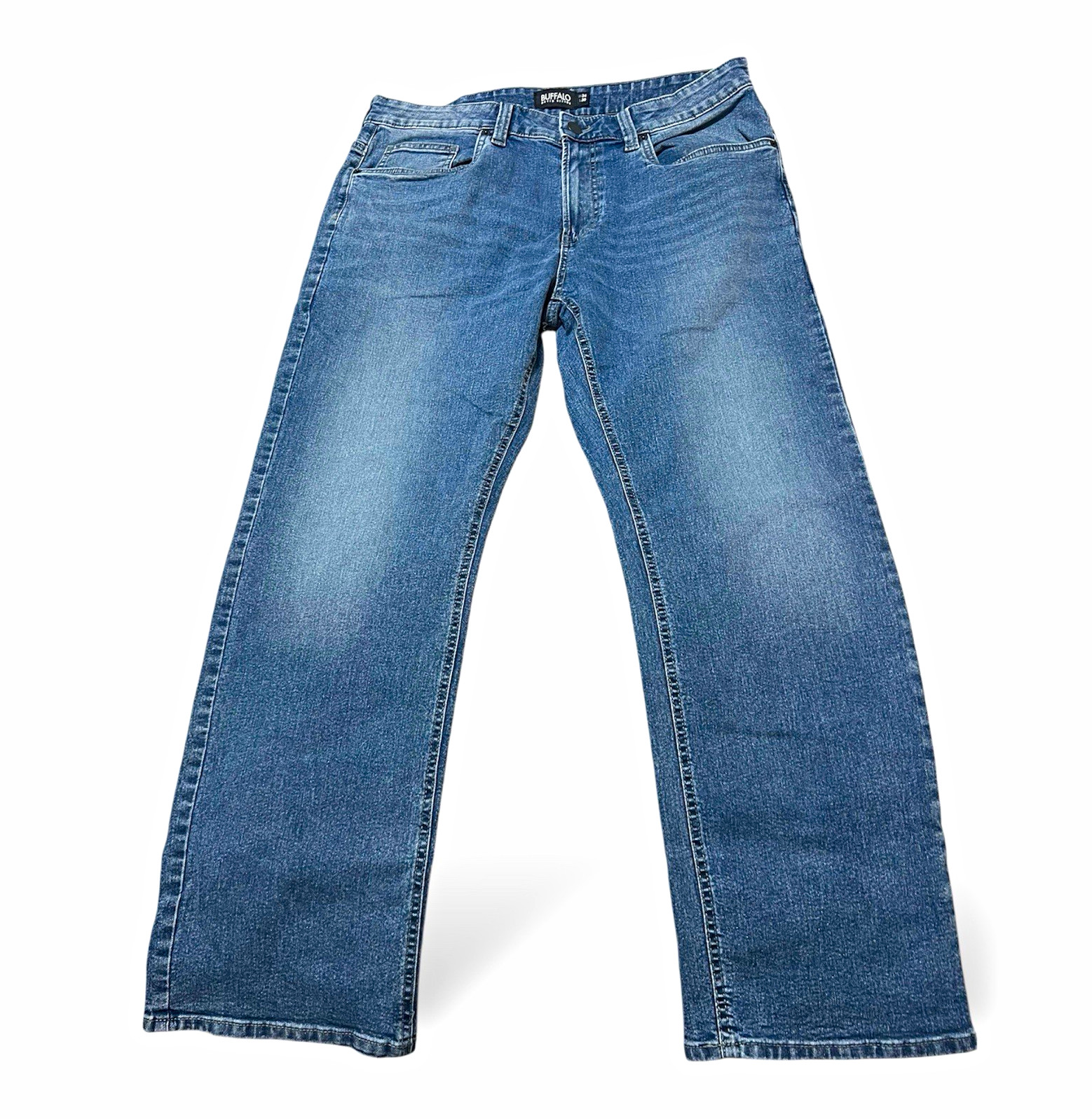 Buffalo David Bitton Men’s Blue Denim Straight Jeans Medium Wash Mid Rise.