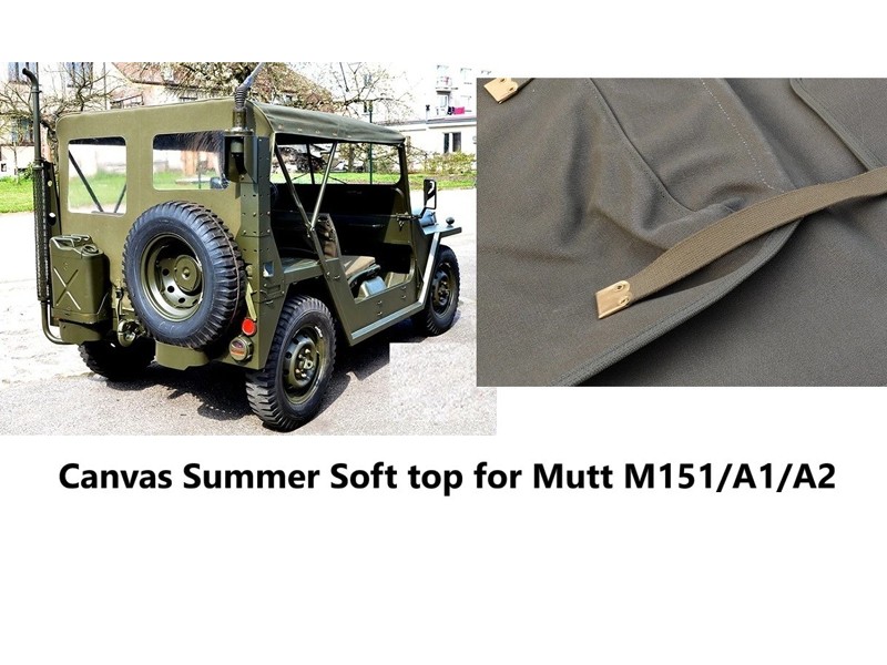 Canvas Summer Soft Top Fits M151,M151A1,M151A2 MUTT Military Truck
