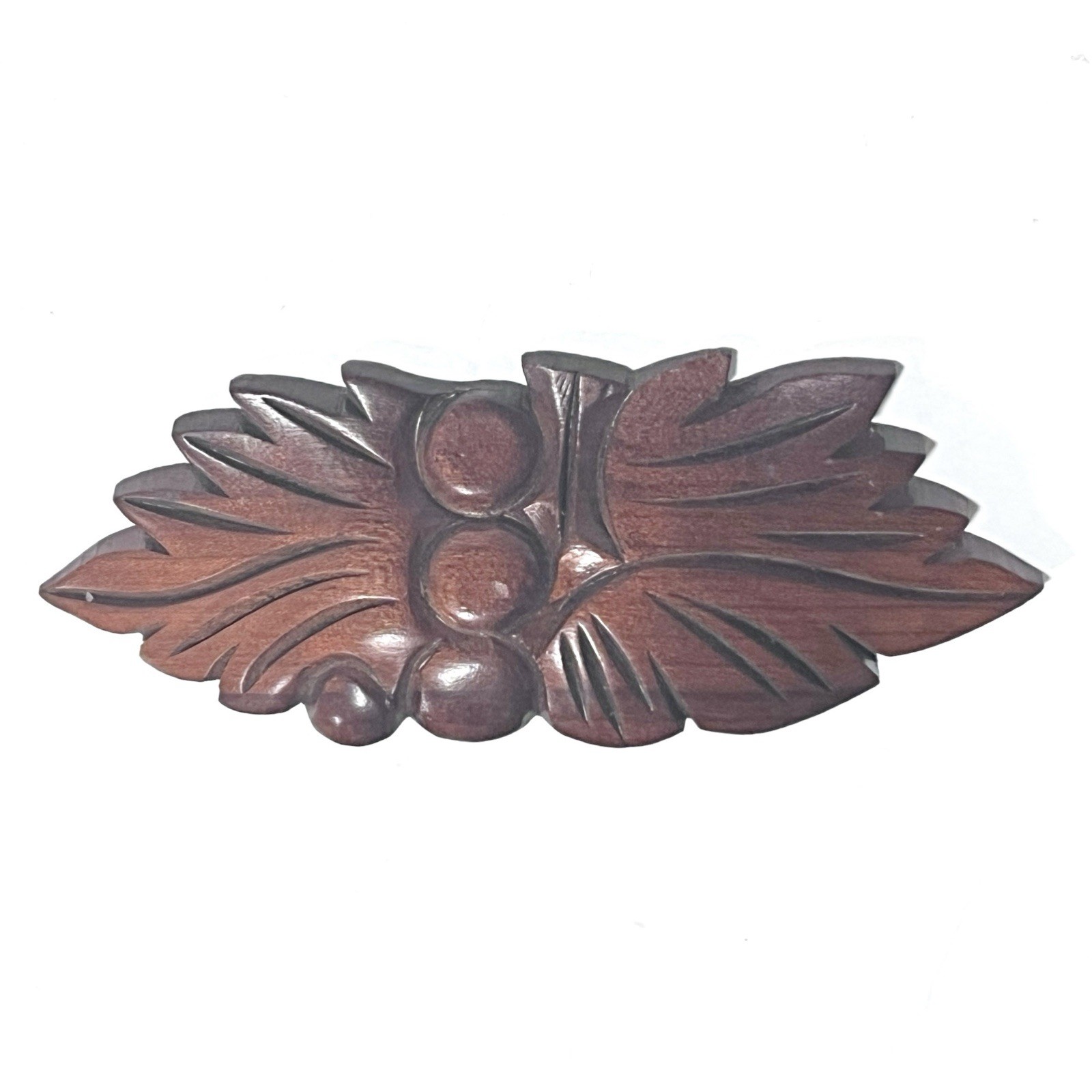 Victorian Drawer Pull Walnut Wood Vintage Reproduction Carved Leaf Berry Victorian Drawer Pull Walnut Wood Vintage Reproduction Carved Leaf Berry