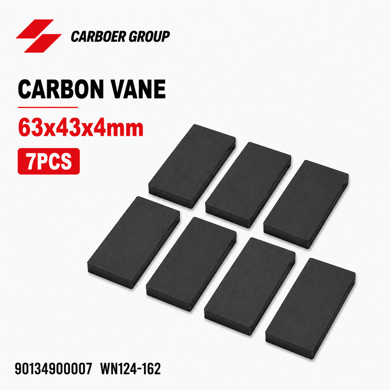 Carbon Vane 90134900007 WN124-162 for Becker Pump DT/T/VT3.25 DT/T/VT4.25 7 pcs