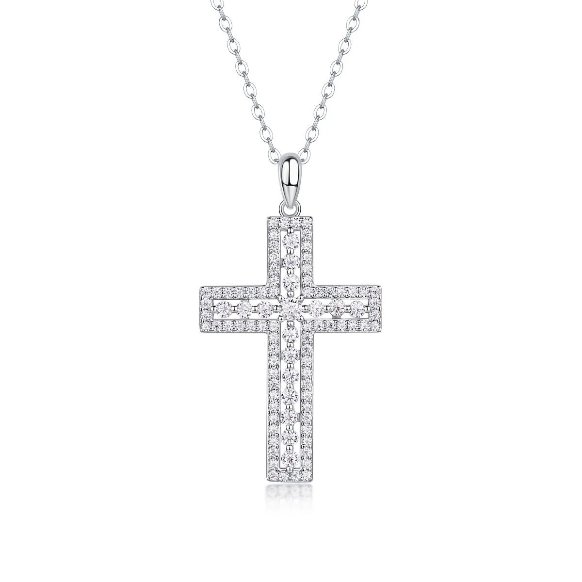 Fifty8 Moissanite Cross Pendant Necklace 925 Silver Sanctuary