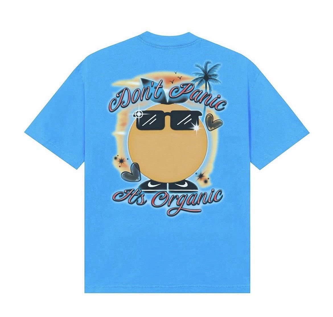 Midnight Organic Men\'s XL Neon Blue Short Sleeve T Shirt Air Brush