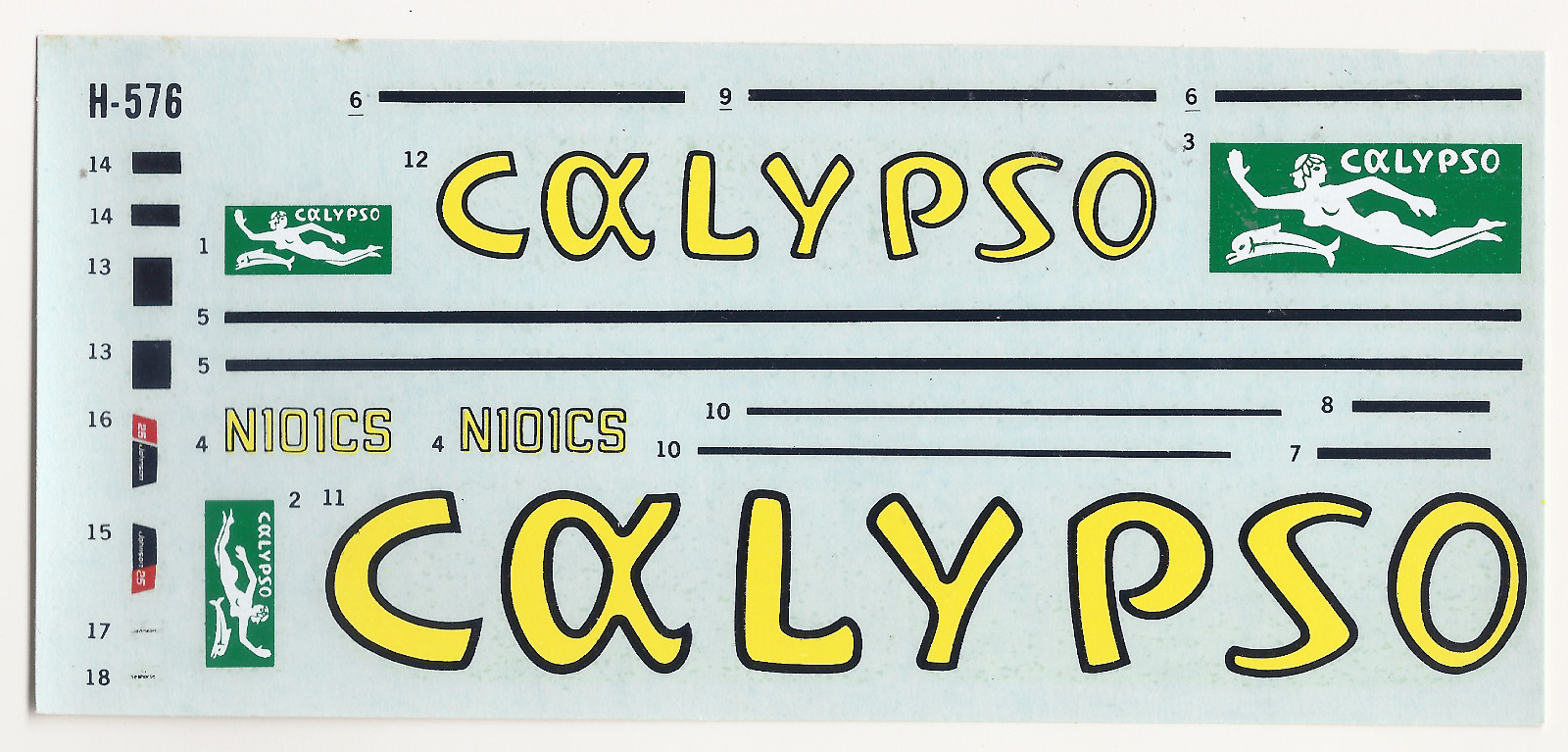 Revell Vintage Decal Sheet H-576 1:72 Cousteau Calypso PBY Catalina Flying Boat