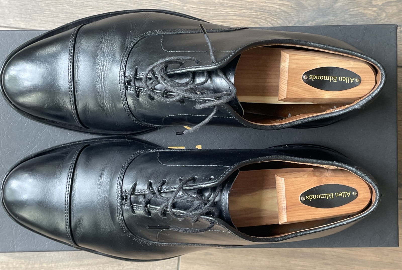 Allen Edmonds Park Avenue 10D Black Cap Toe Balmoral Oxford Leather Sole 5616