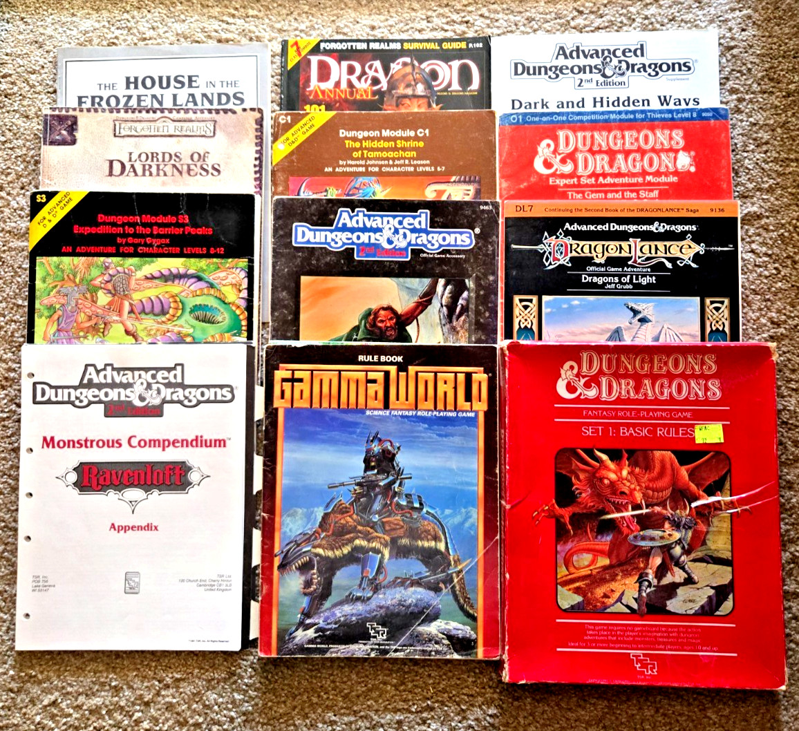 Dungeons & Dragons AD&D Lot Of Ten RPG'S Gamma SF Screen Rules Vintage Rare+Free