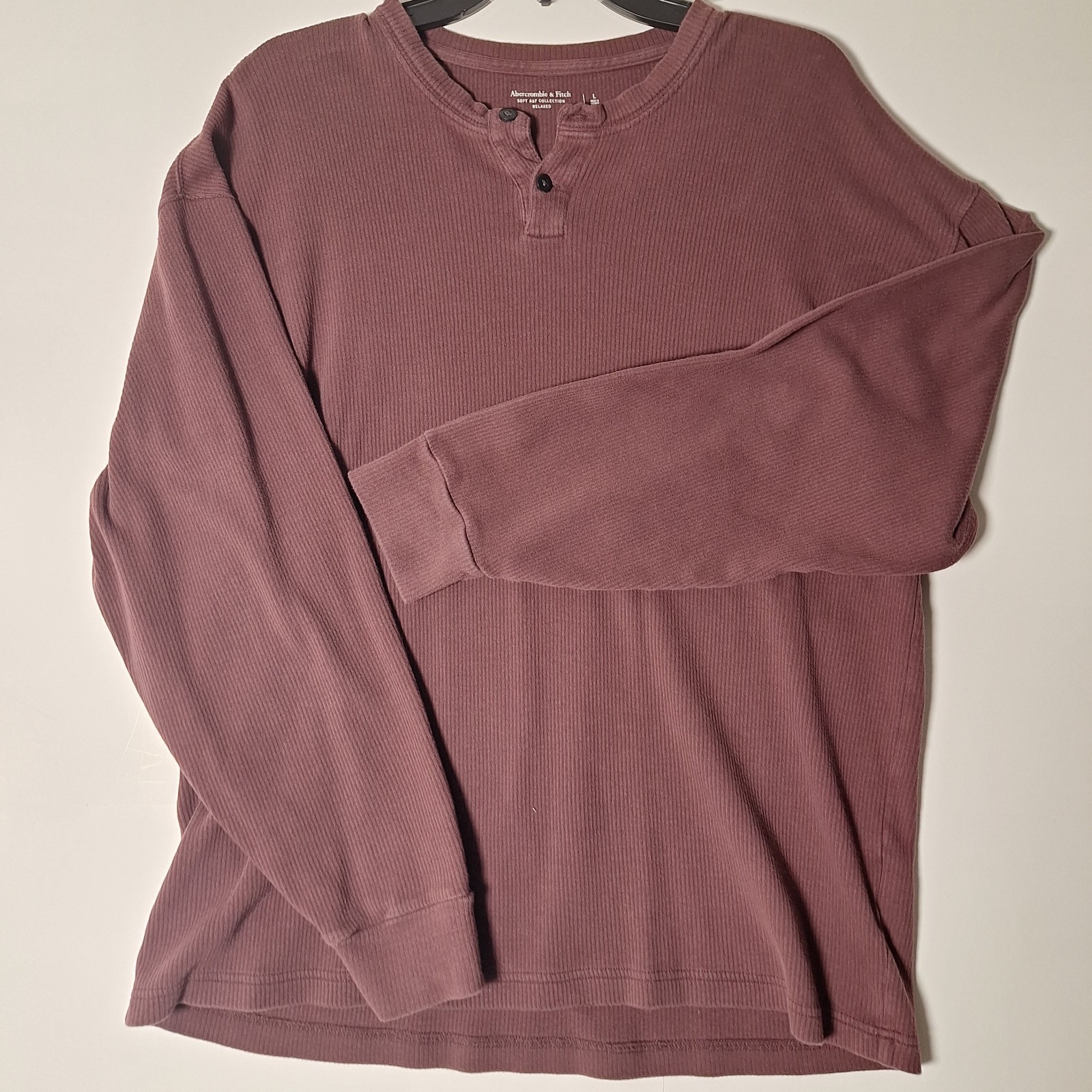 Abercrombie & Fitch Soft A&F Collection Men\'s Thermal Knit Henley Relaxed L