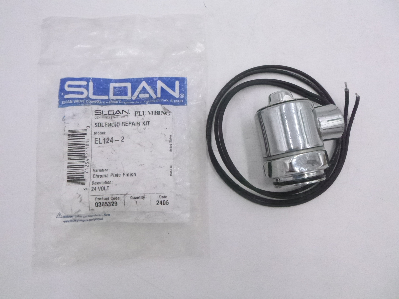 Sloan EL124-2 Solenoid Repair Kit Chrome Plate Finish 24V Sloan EL124-2 Solenoid Repair Kit Chrome Plate Finish 24V