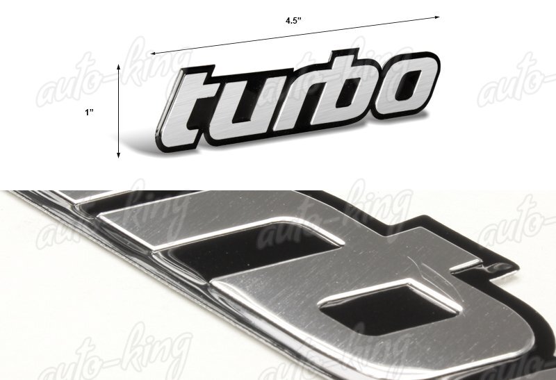 2PCS Turbo Logo Black Border Brush Silver Aluminum Emblem Badge Sticker Decal 2PCS Turbo Logo Black Border Brush Silver Aluminum Emblem Badge Sticker Decal