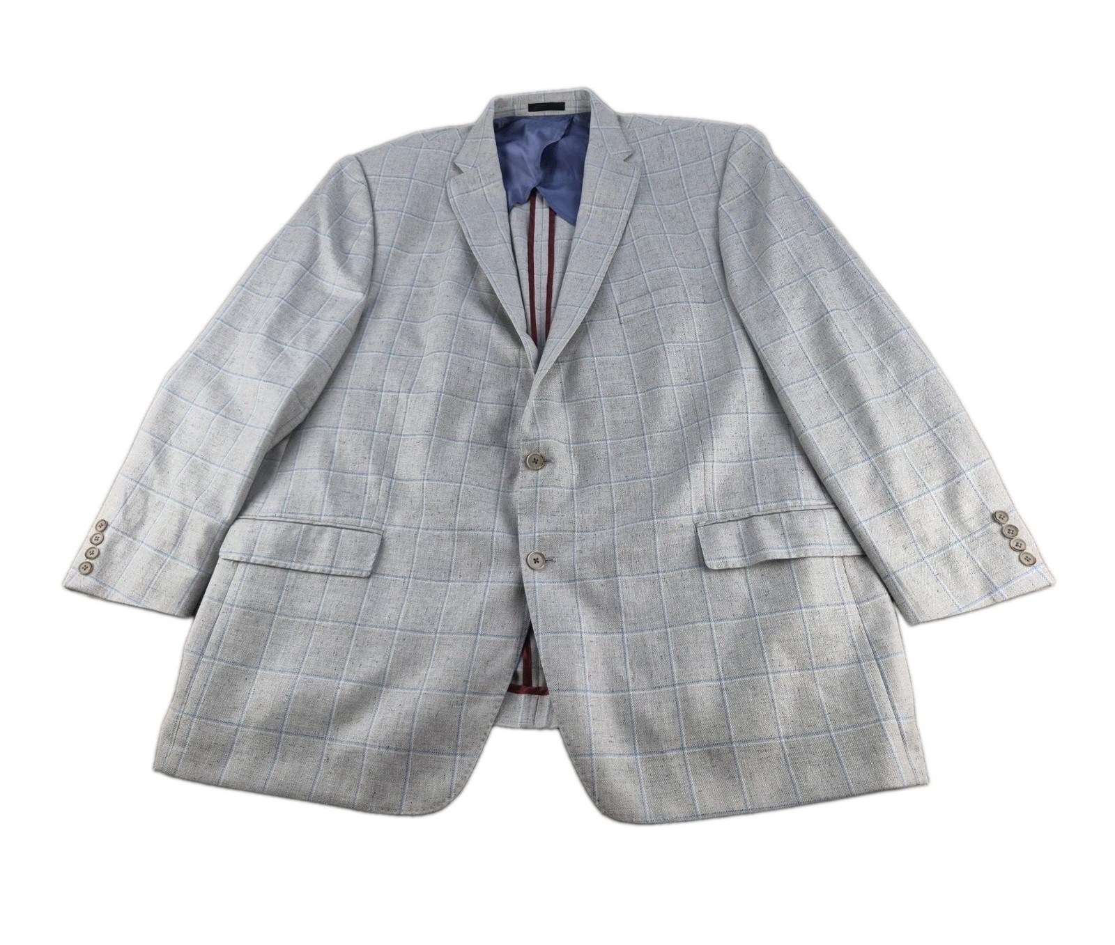 Westport Black Sport Coat Men Sz 56L Gray Plaid Lanificio Italian Silk/Wool