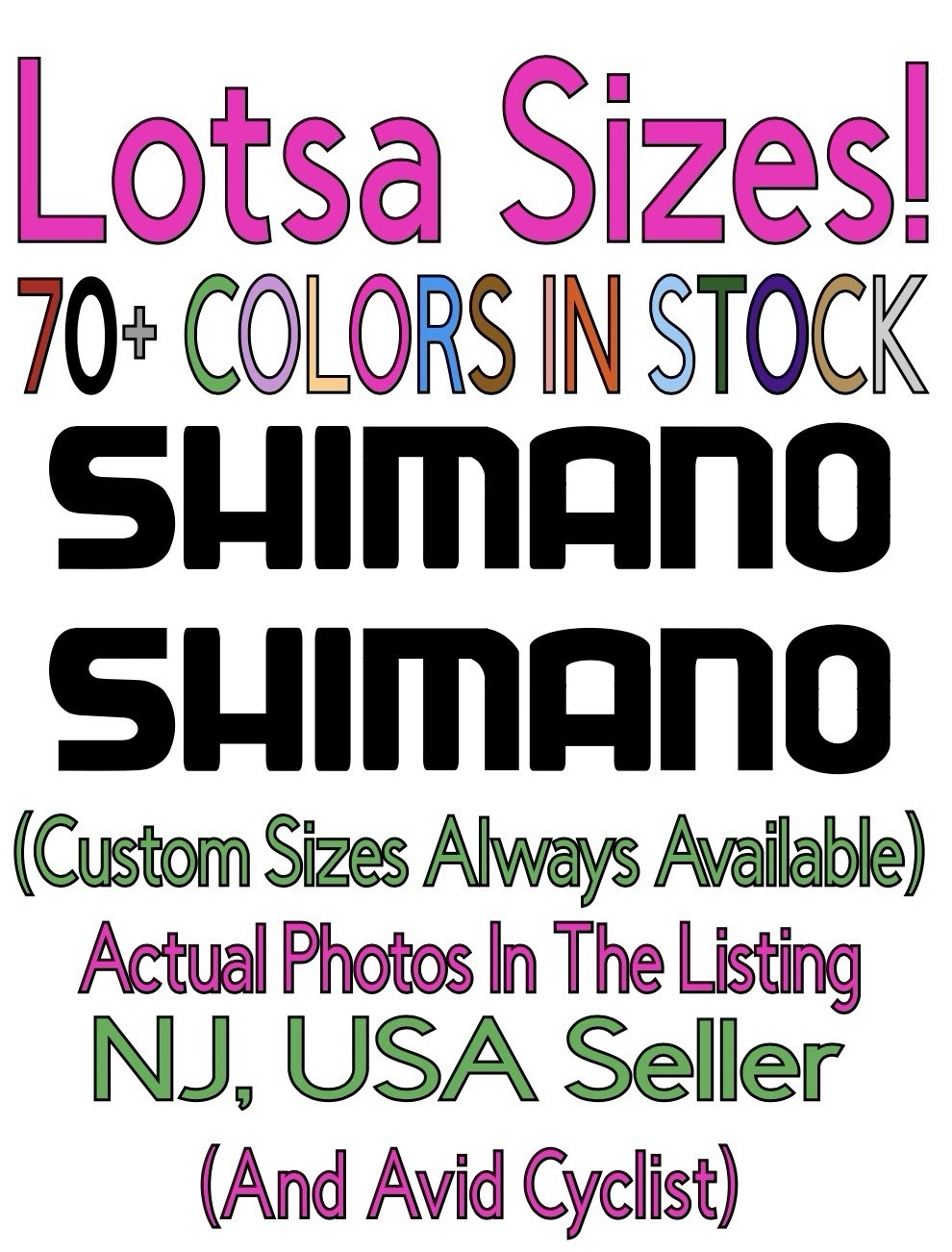 Two Shimano Die Cut Vinyl Decals MTB Freestyle BMX VBMX Mountain Bike Groupset