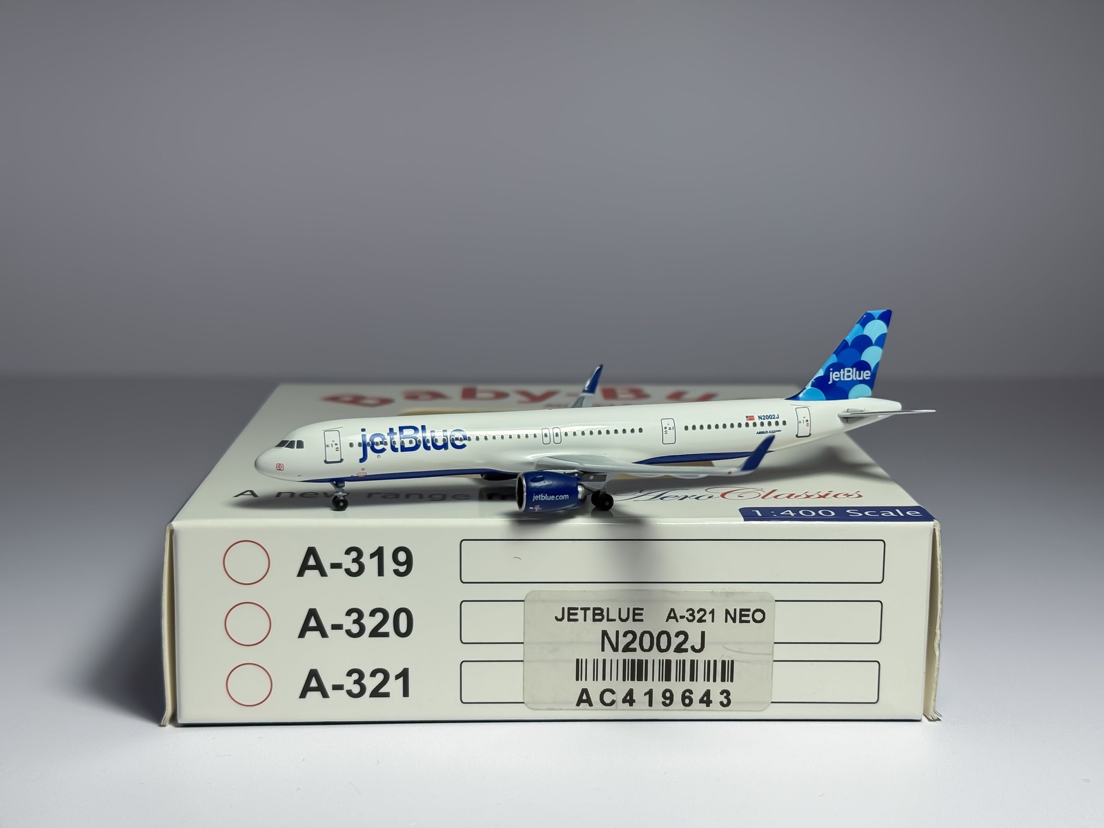 JetBlue Airways Airbus A321neo 1:400 Aeroclassics N2002J (AC419643) JetBlue Airways Airbus A321neo 1:400 Aeroclassics N2002J (AC419643)