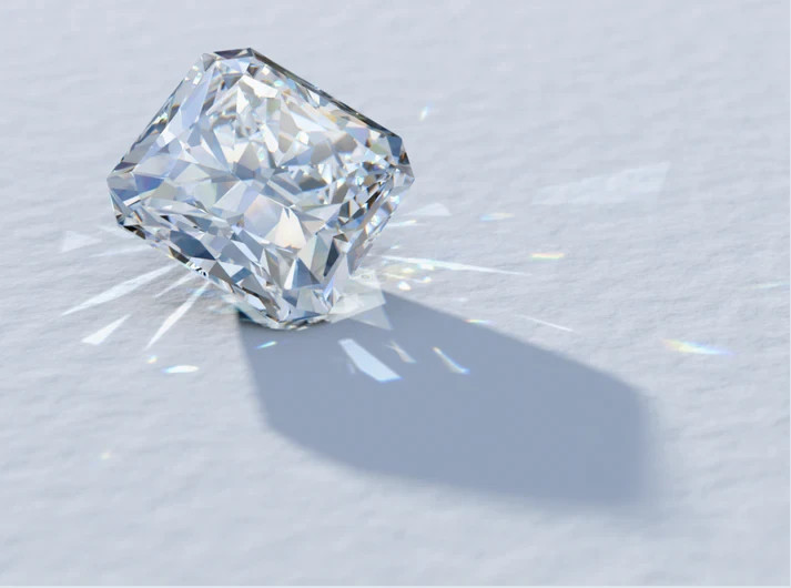 3.50 CT Natural White Diamond Radiant Cut  VVS1 D Grade IDGL Certified  A4