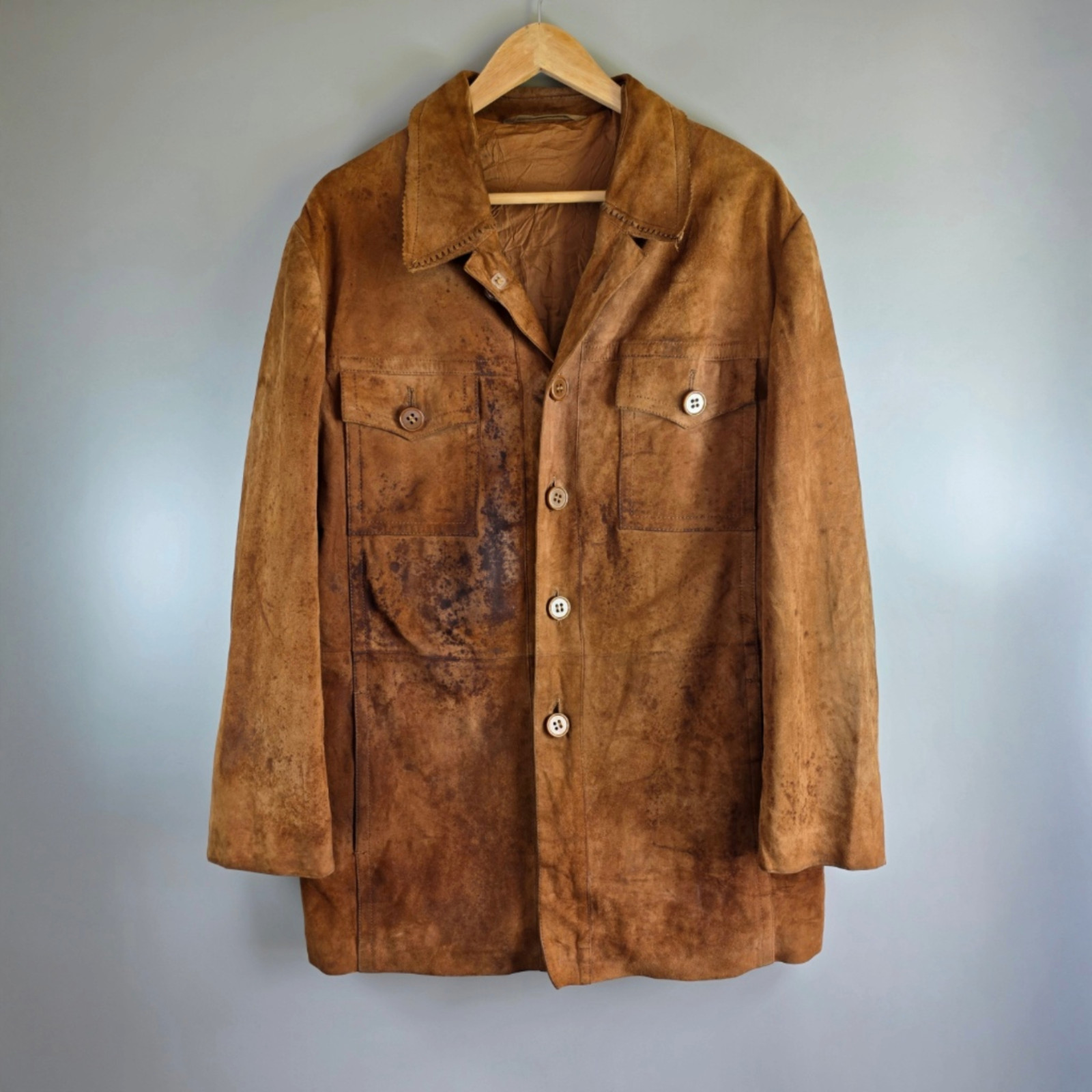 Vintage East German DDR Suede Jacket Brown Workwear Coat VEB Lederbekleidung