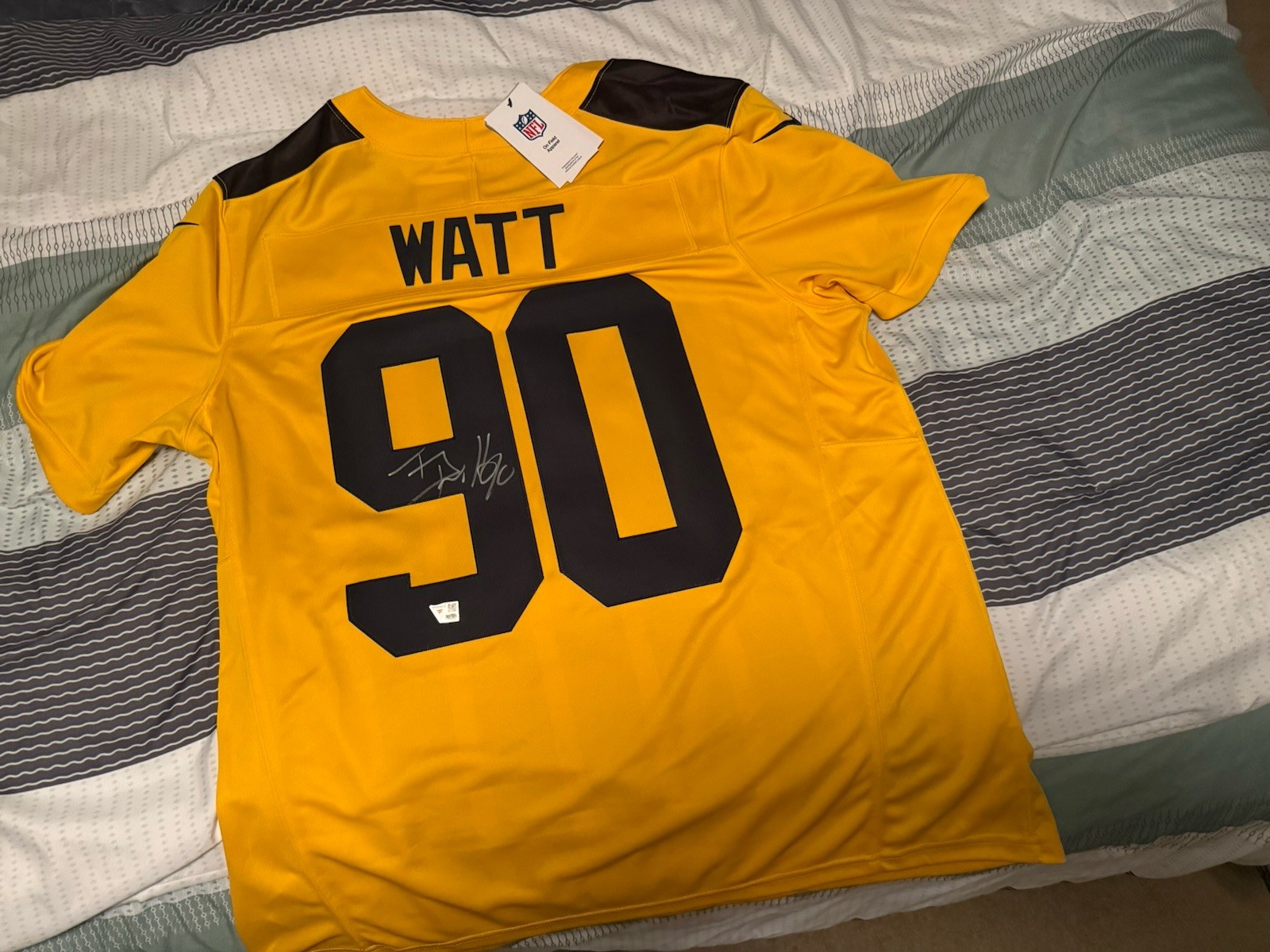 Fanatics Under Wraps TJ Watt Autographed Alternate Jersey Number Inscription Fanatics Under Wraps TJ Watt Autographed Alternate Jersey Number Inscription