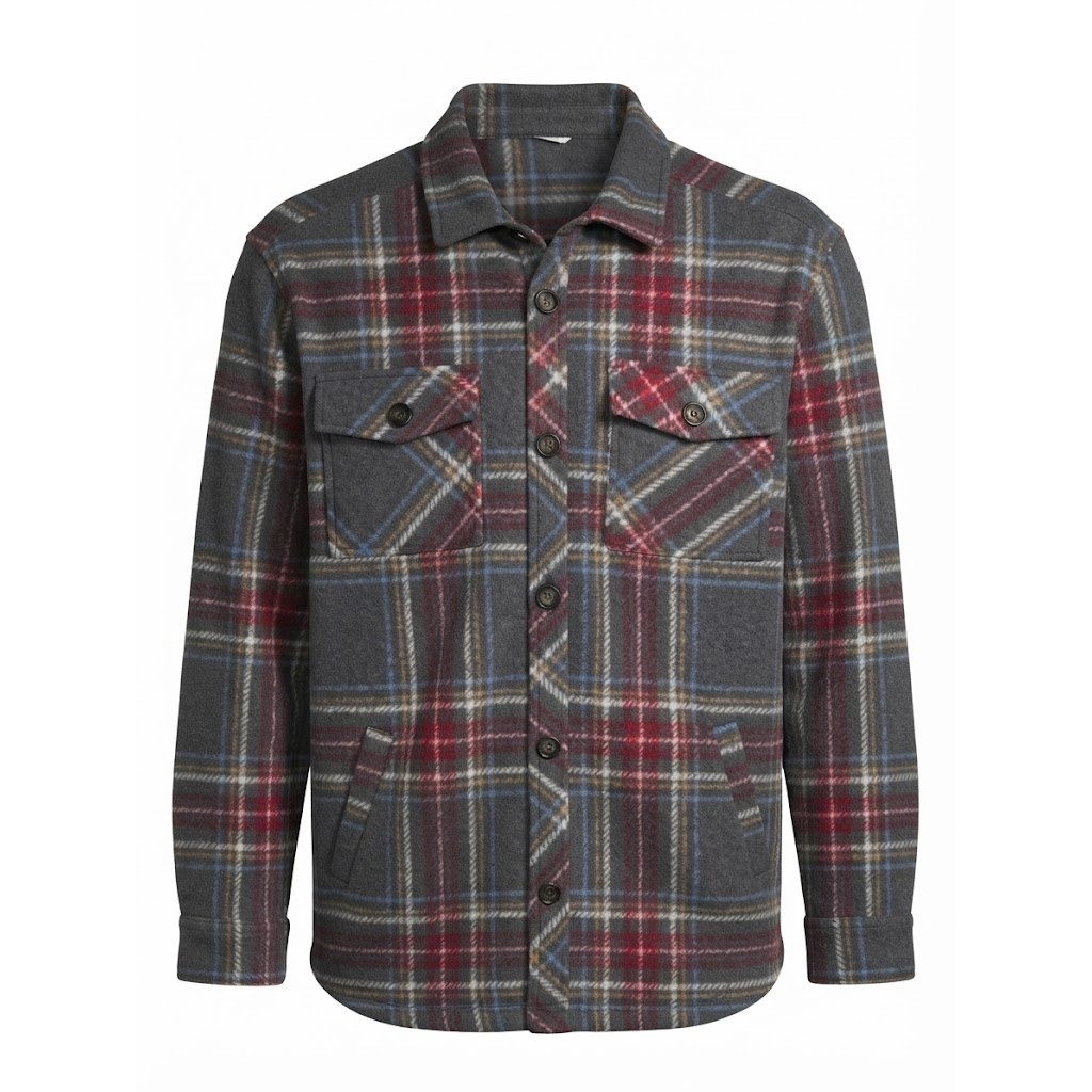NEW Maurices Gray Plaid Fleece Button Up Shacket Shirt Jacket Medium