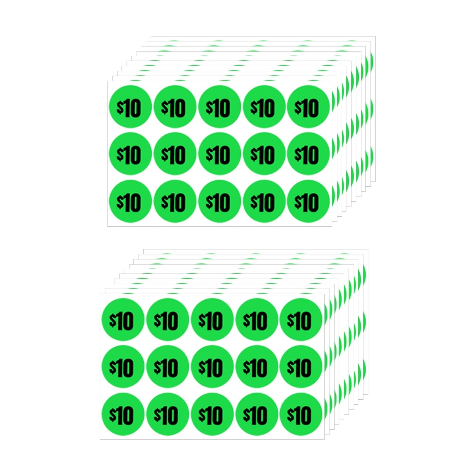 Mobiusea Creation 300pcs $10 Price Stickers | 10 10 Dollars | 300pcs, Green