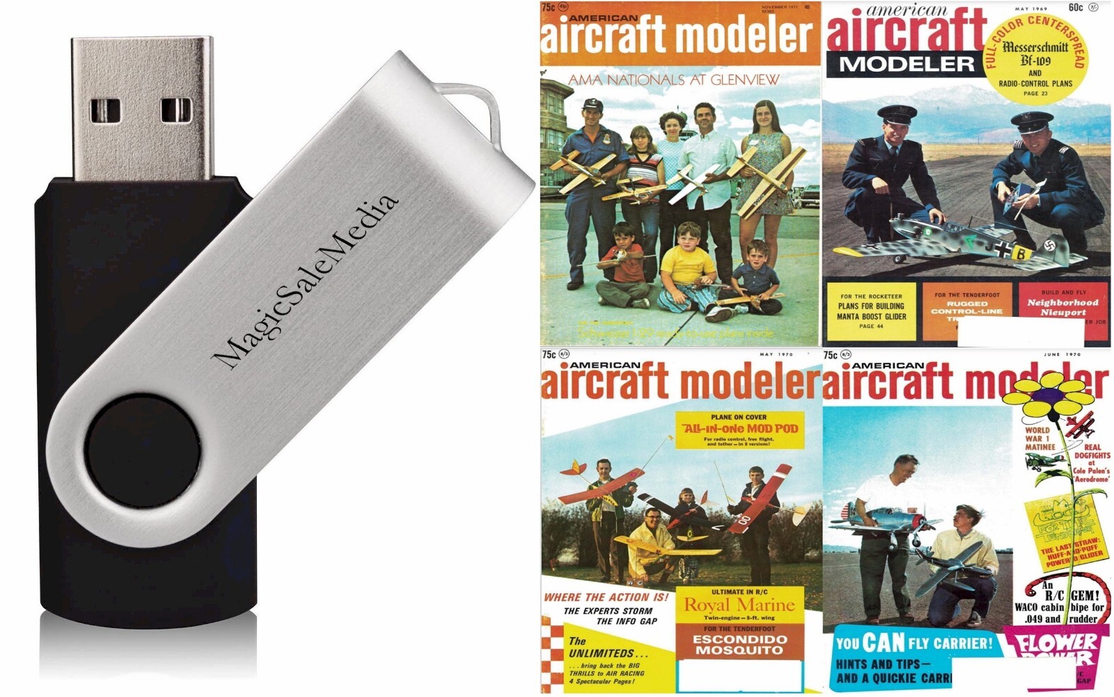 78 Old Issues of Aircraft Modeler - Hobbyist Toy Model Building Magazine on USB