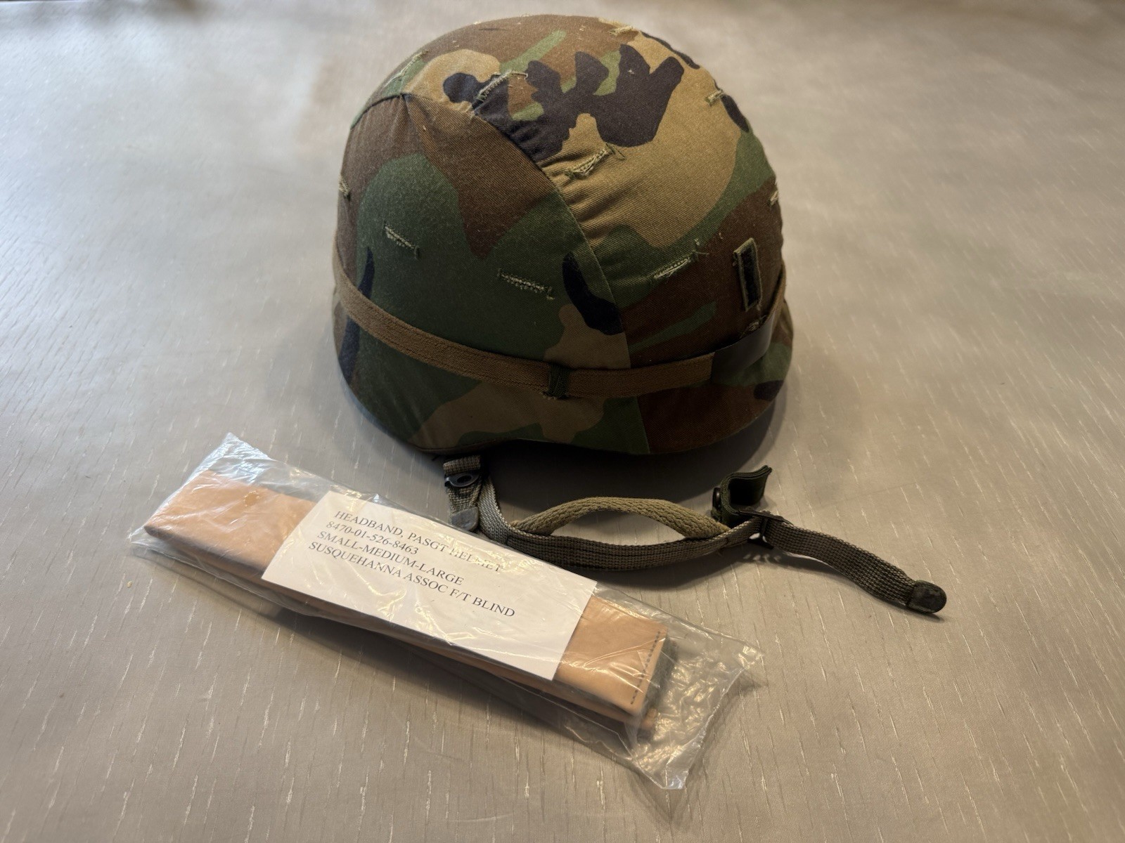 US Army PASGT Helmet Shell Sz Medium With Woodland Camo Cover & NEW Headband
