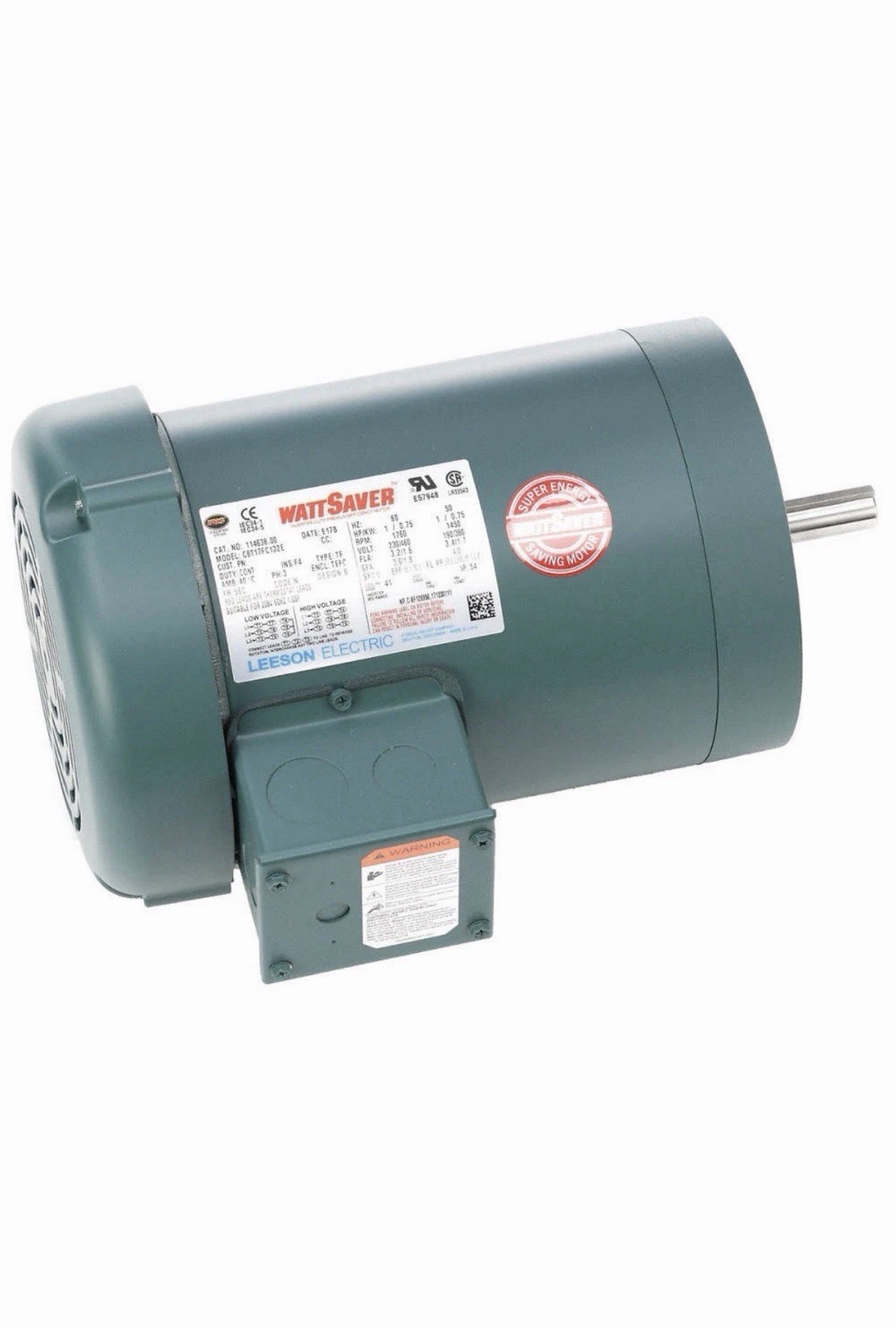 LEESON WATTSAVER 114638.00 General Purpose Motor,1 hp,3.2/1.6 A 798KK4
