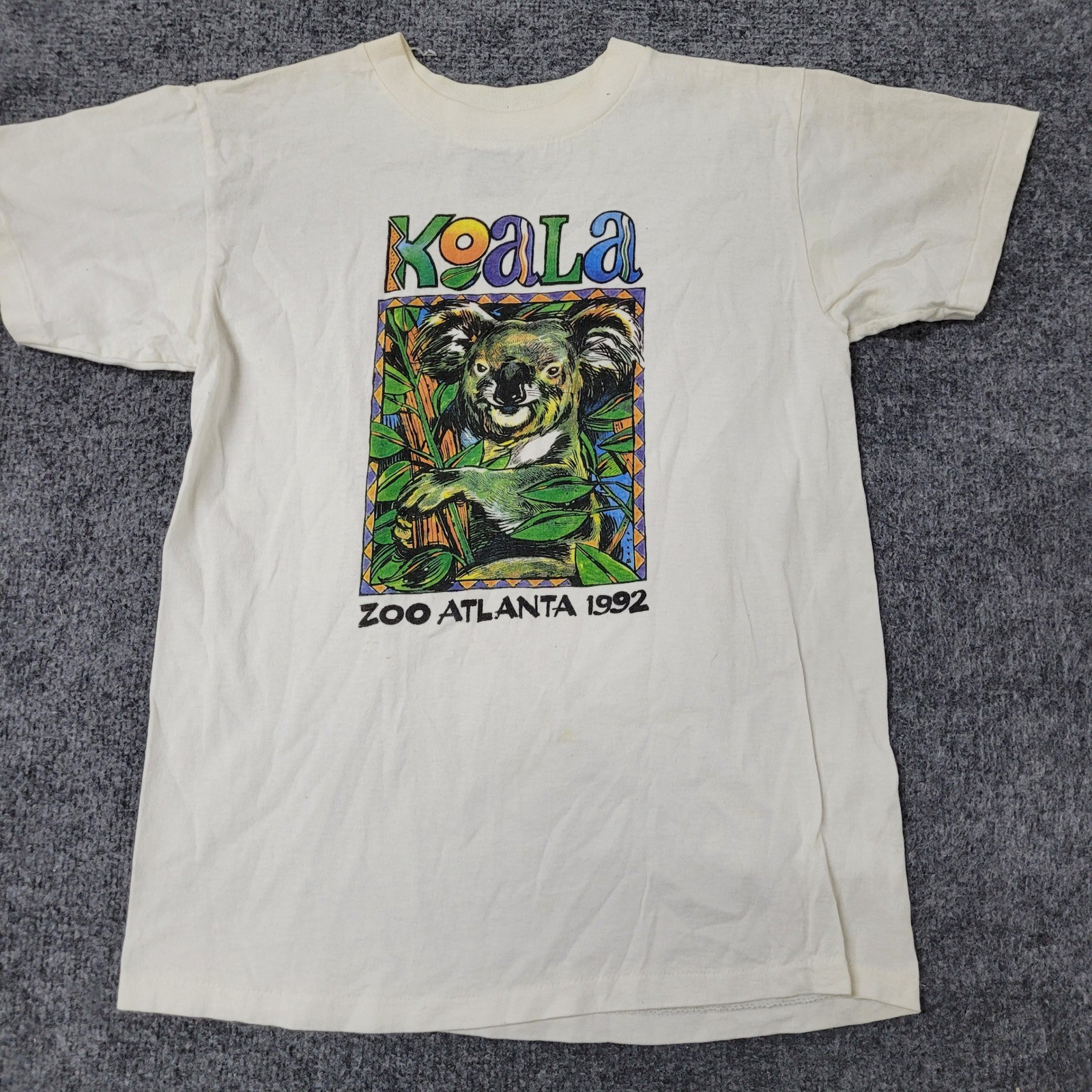 Delta T-Shirt Mens Size M Cream Cotton Vintage Zoo Atlanta 1992 Koala USA Made