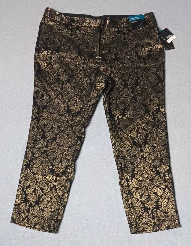 NWT Worthington Slim Ankle Slacks Dress Trousers 16 Gold Metallic Damask Preppy NWT Worthington Slim Ankle Slacks Dress Trousers 16 Gold Metallic Damask Preppy