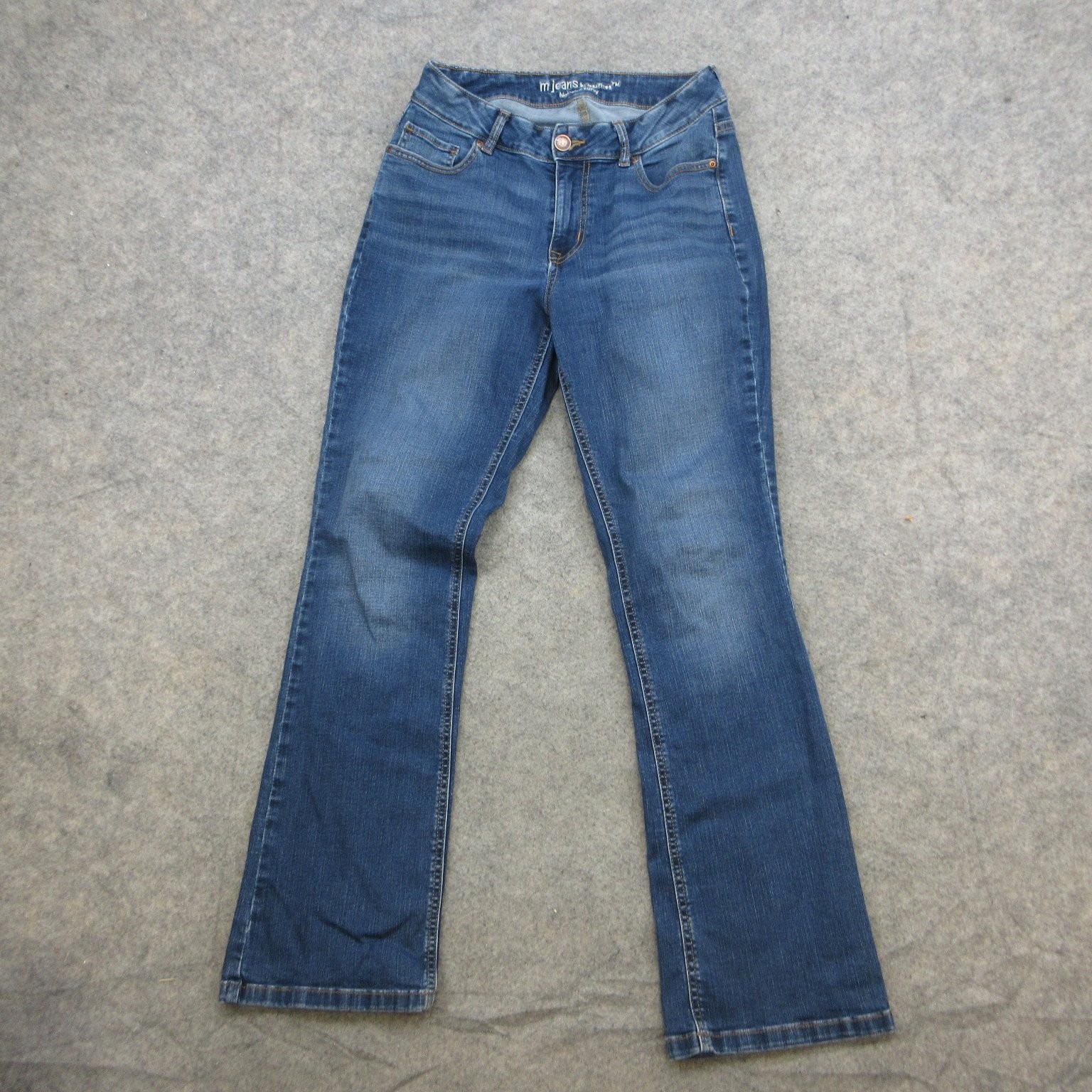 m jeans by maurices Women\'s Blue Curvy High-Rise Bootcut Stretch Jeans Size 8