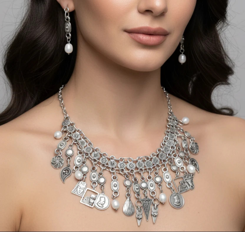 Handmade Armenian traditional coin necklace with natural pearls Handmade Armenian traditional coin necklace with natural pearls