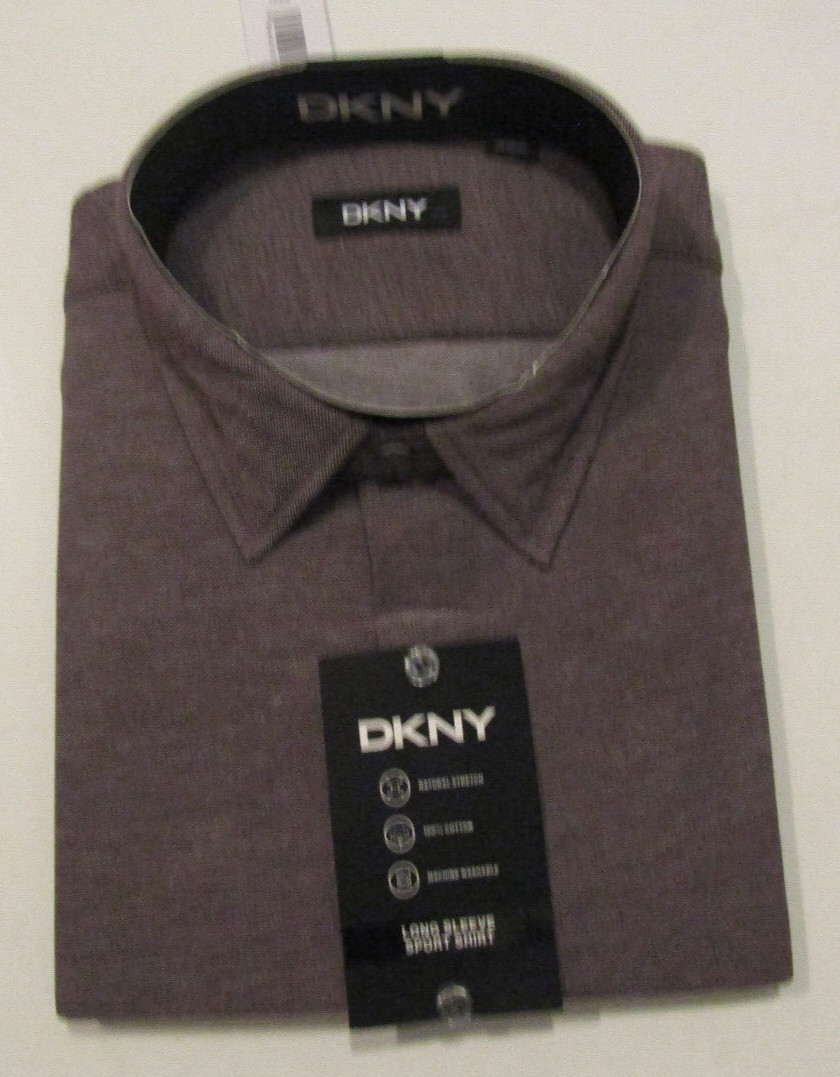 DKNY Dark Red Button Up Collared Long Sleeve Sport Shirt Sz Large NWT Mens